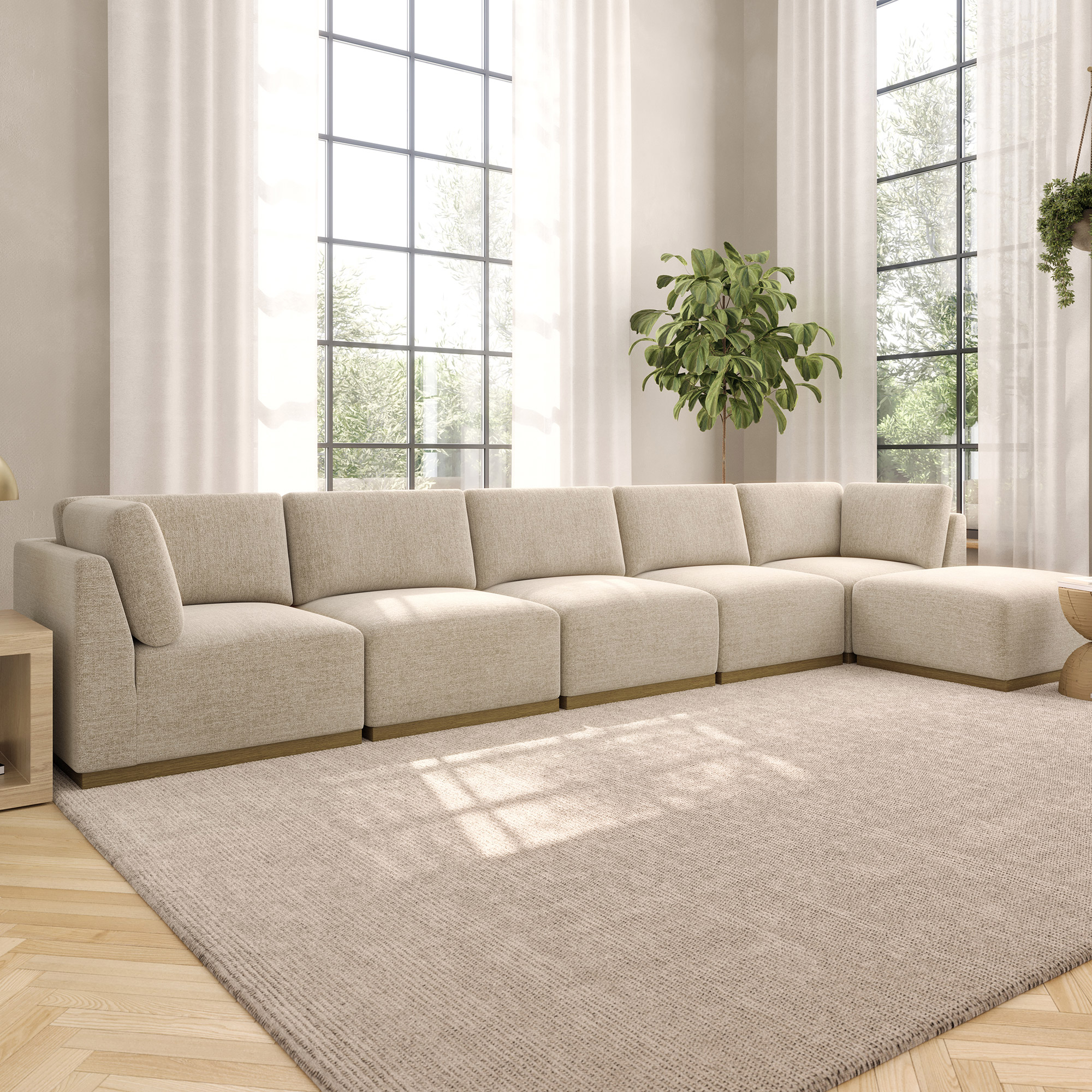 Henredon Murphy Fabric 6-piece Modular Sectional with Ottoman
