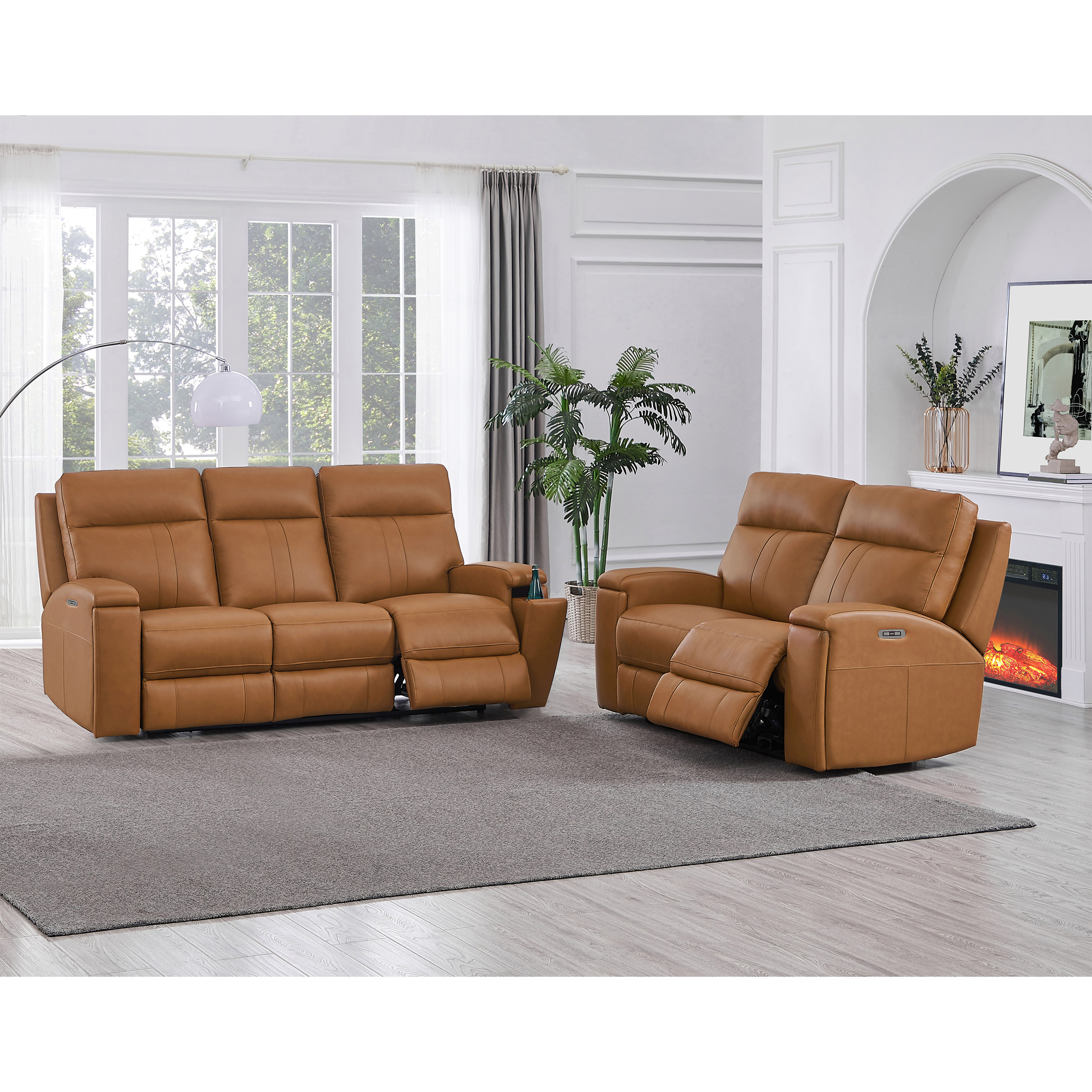 Prospera Home Frasier Top Grain Leather Power Reclining Sofa and Loveseat