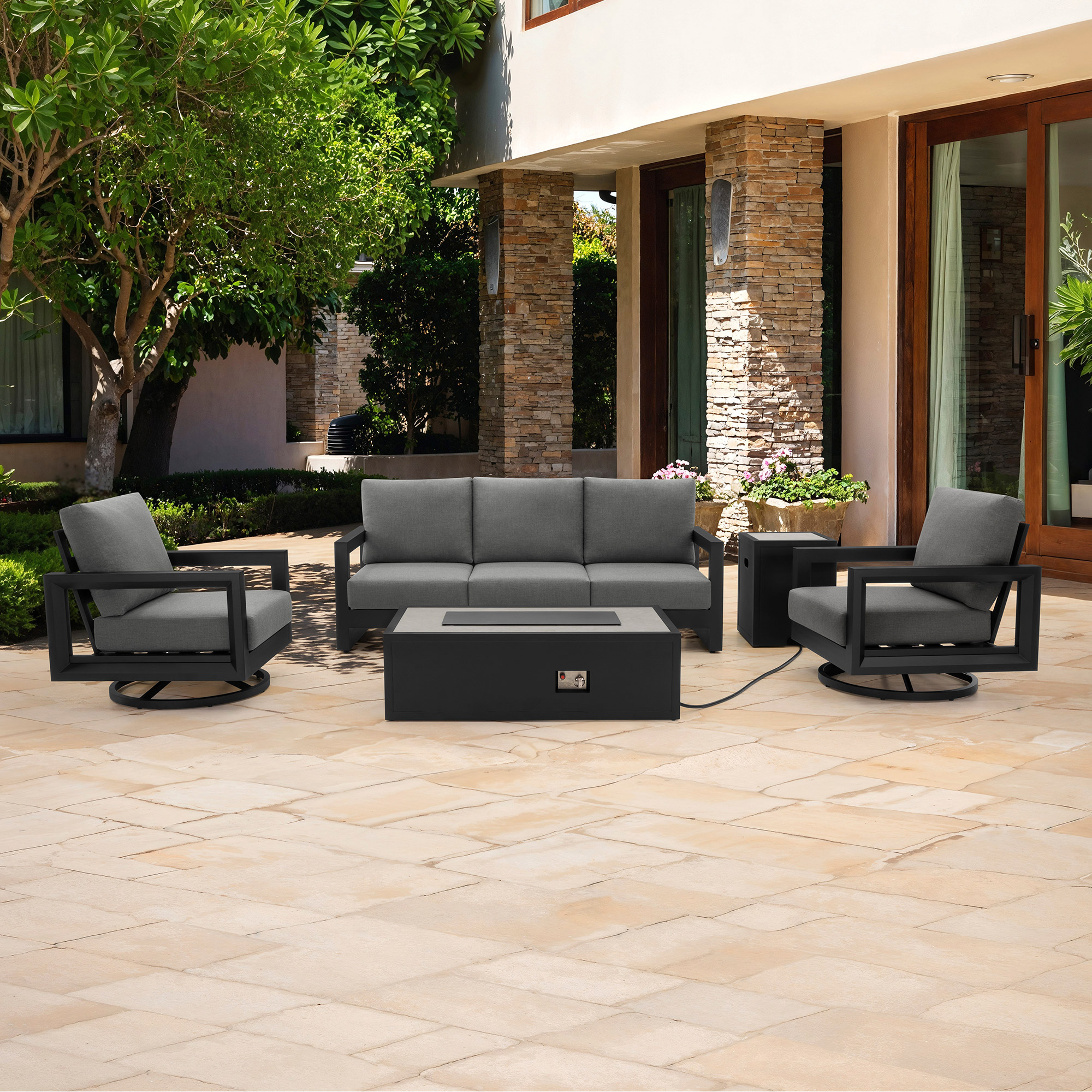 Henredon Trego 5-piece Fire Outdoor Patio Seating Set | Costco