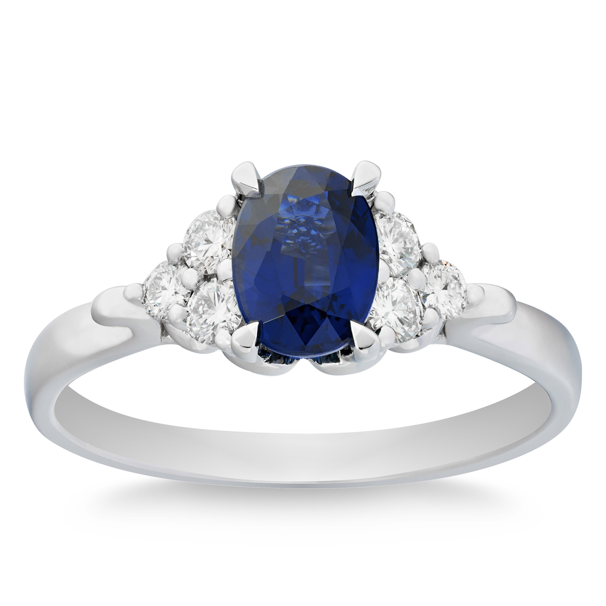 Oval Cut Blue Sapphire and Diamond Ring (0.26 ctw)