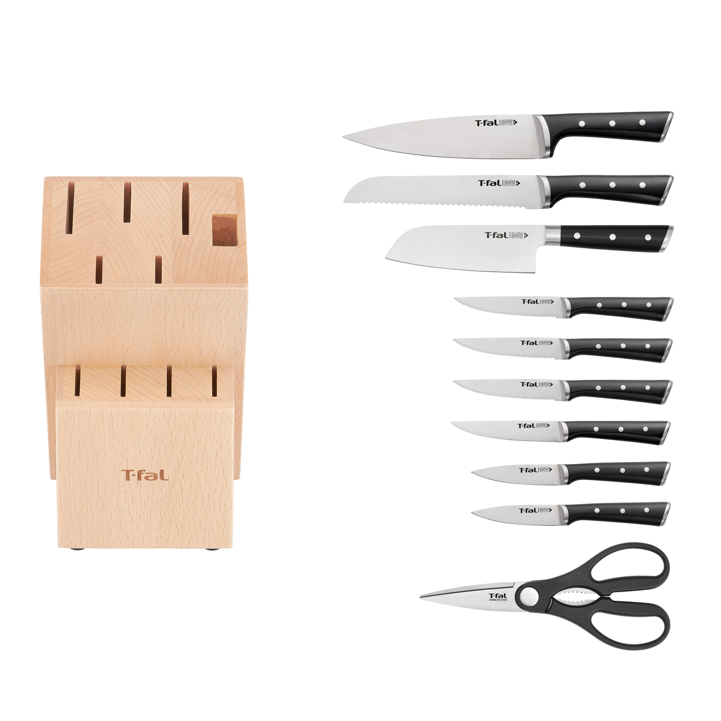 T-fal Ice Force, 11-piece Stainless Steel Knife Block Set | Costco