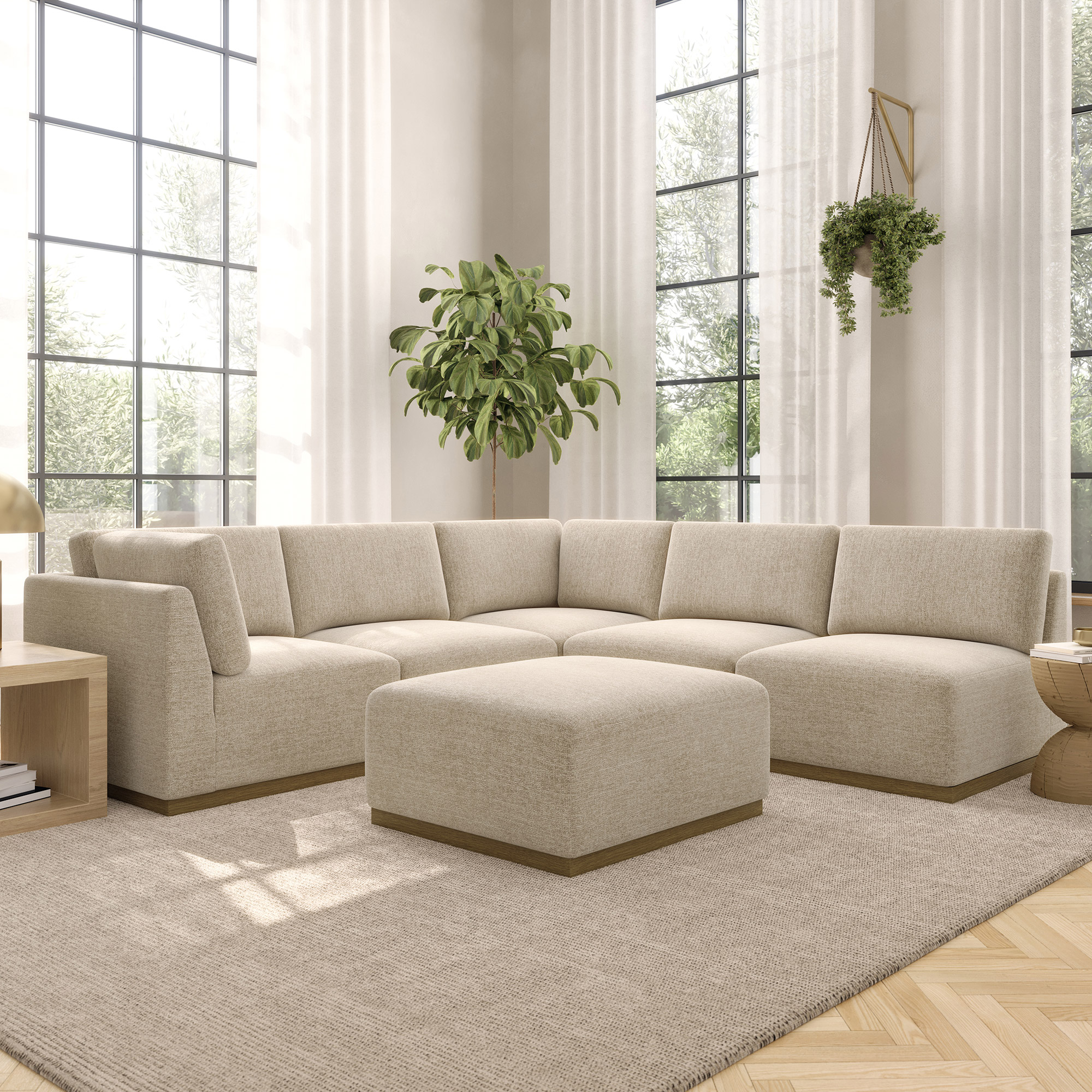 Henredon Murphy Fabric 6-piece Modular Sectional with Ottoman