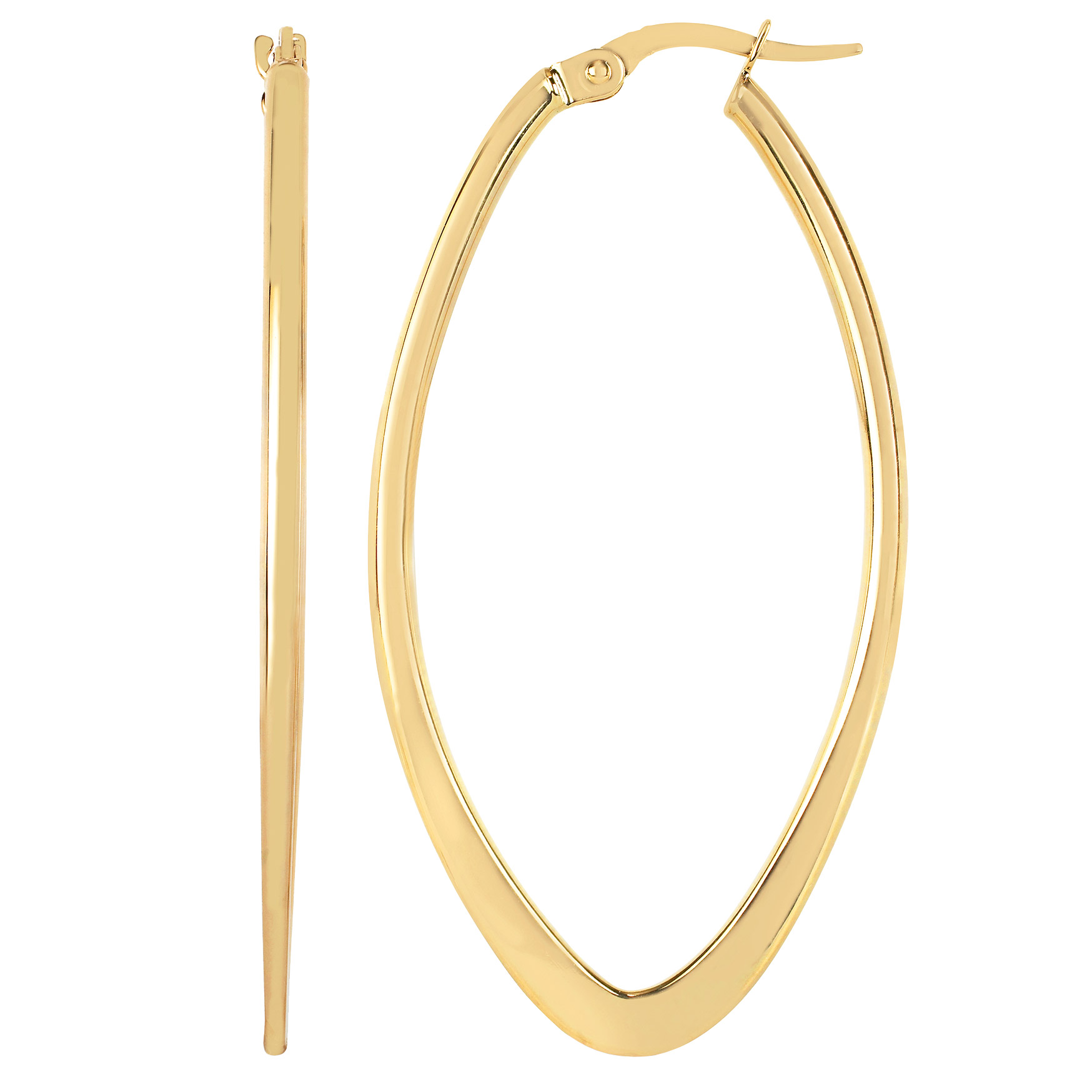 High Polish Marquise Shape Earrings in Yellow Gold