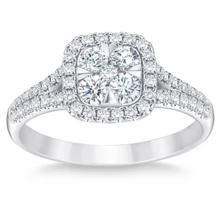 14K WHITE GOLD VS2 I 0.85CTW ROUND DIAMOND HALO RING