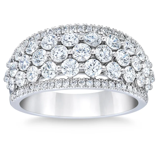 Round Brilliant 2.00 ctw VS2 Clarity, I Color Diamond Multi Row Platinum Band, Size 5
