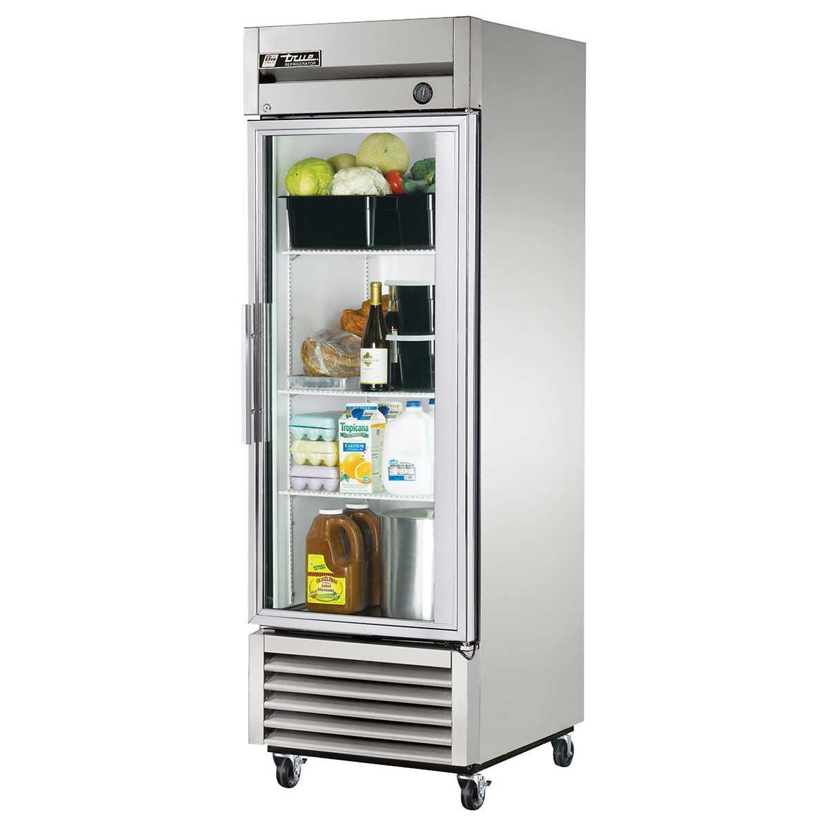 True 27 in (23 cu. ft.) Stainless Steel One Section Reach-in Glass Door Refrigerator