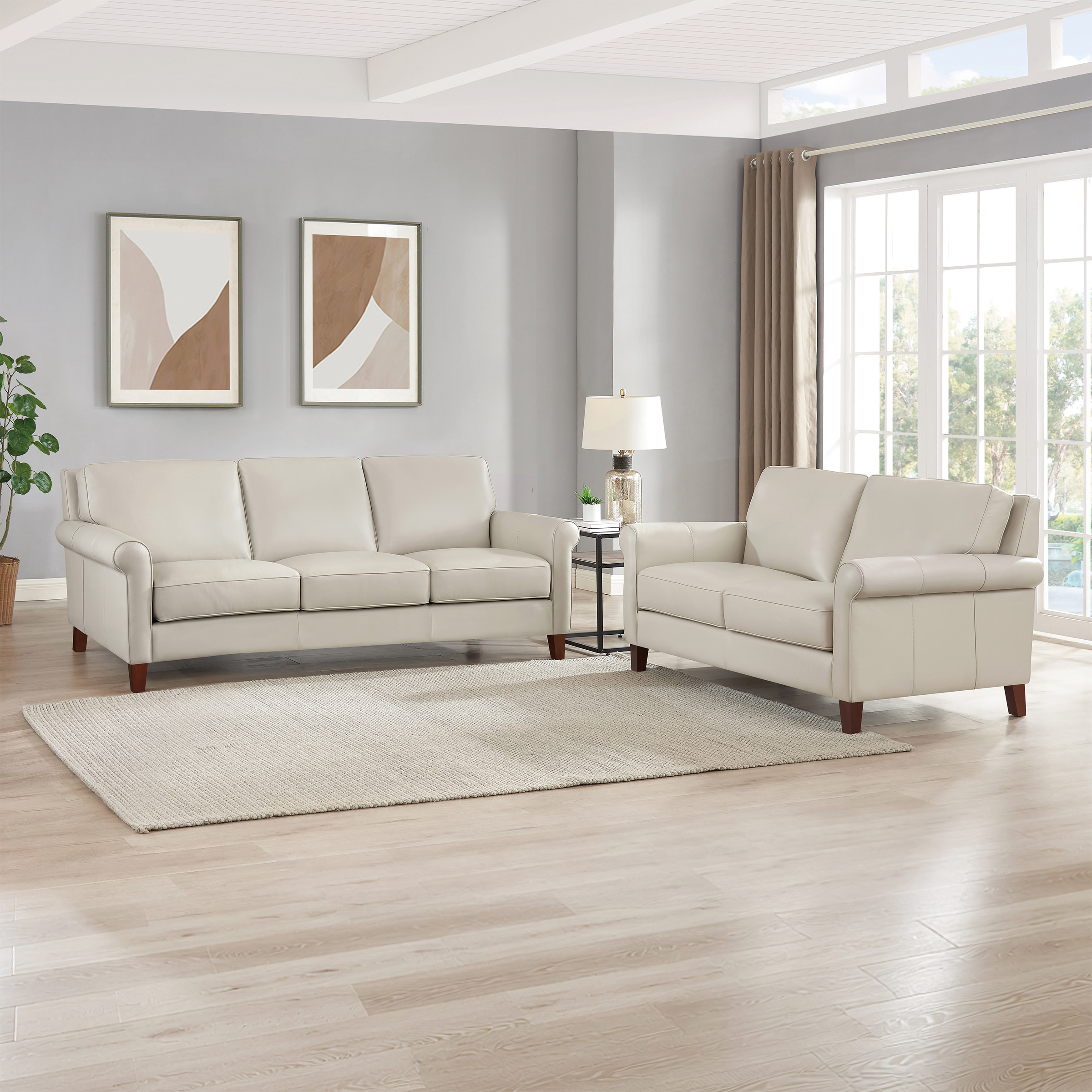 Prospera Home Larsen Top-grain Leather Sofa and Loveseat
