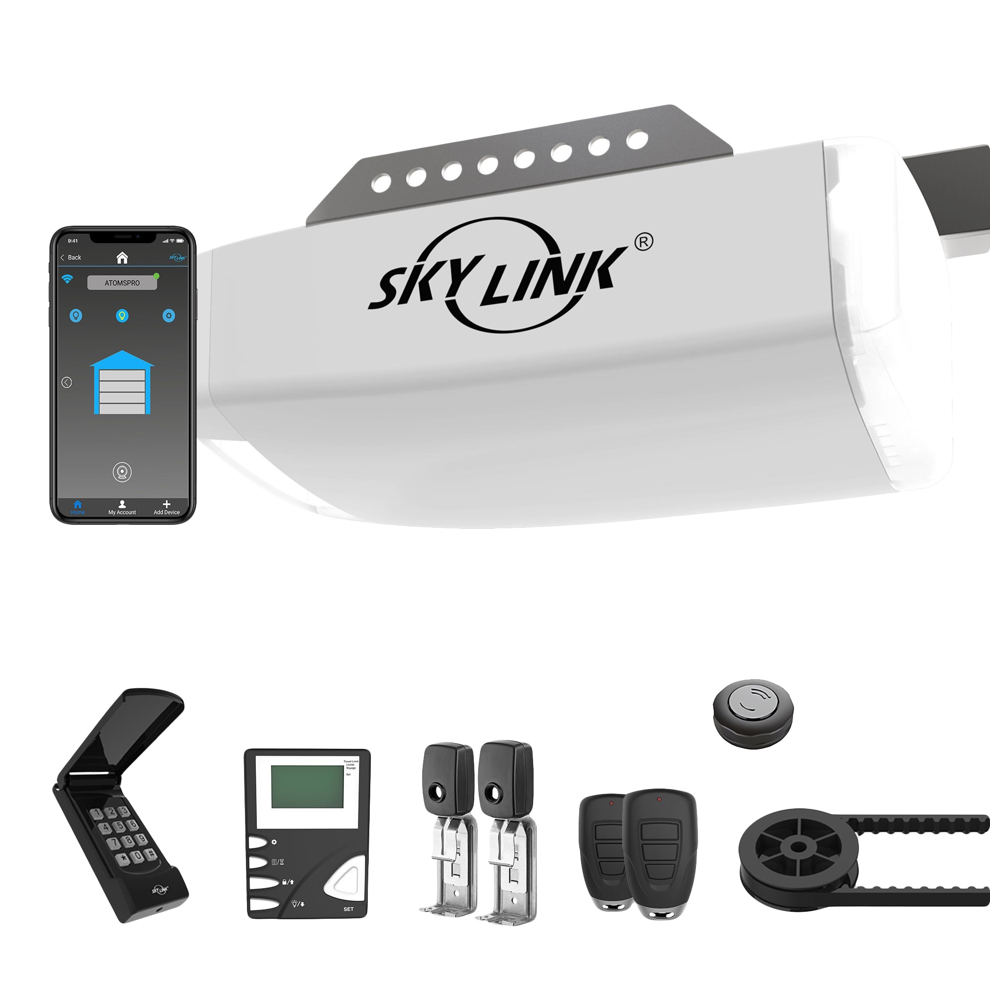 Skylink 1HPf Belt Drive Wifi Garage Door Opener with Dual LED Lights 