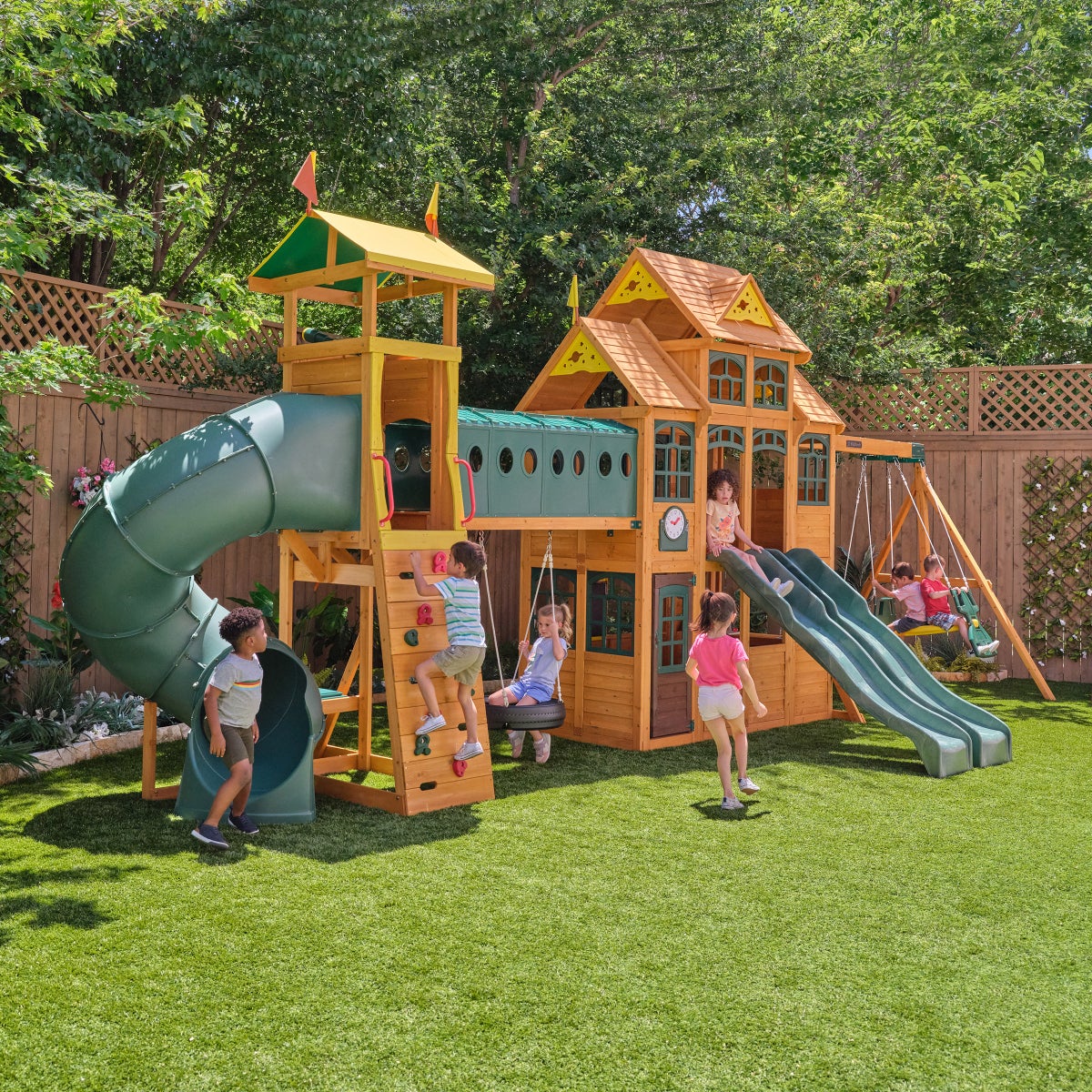KidKraft Bear Cave Lodge Swing Set & Playset | Costco KidKraft Bear Cave Lodge Swing Set & Playset | Costco