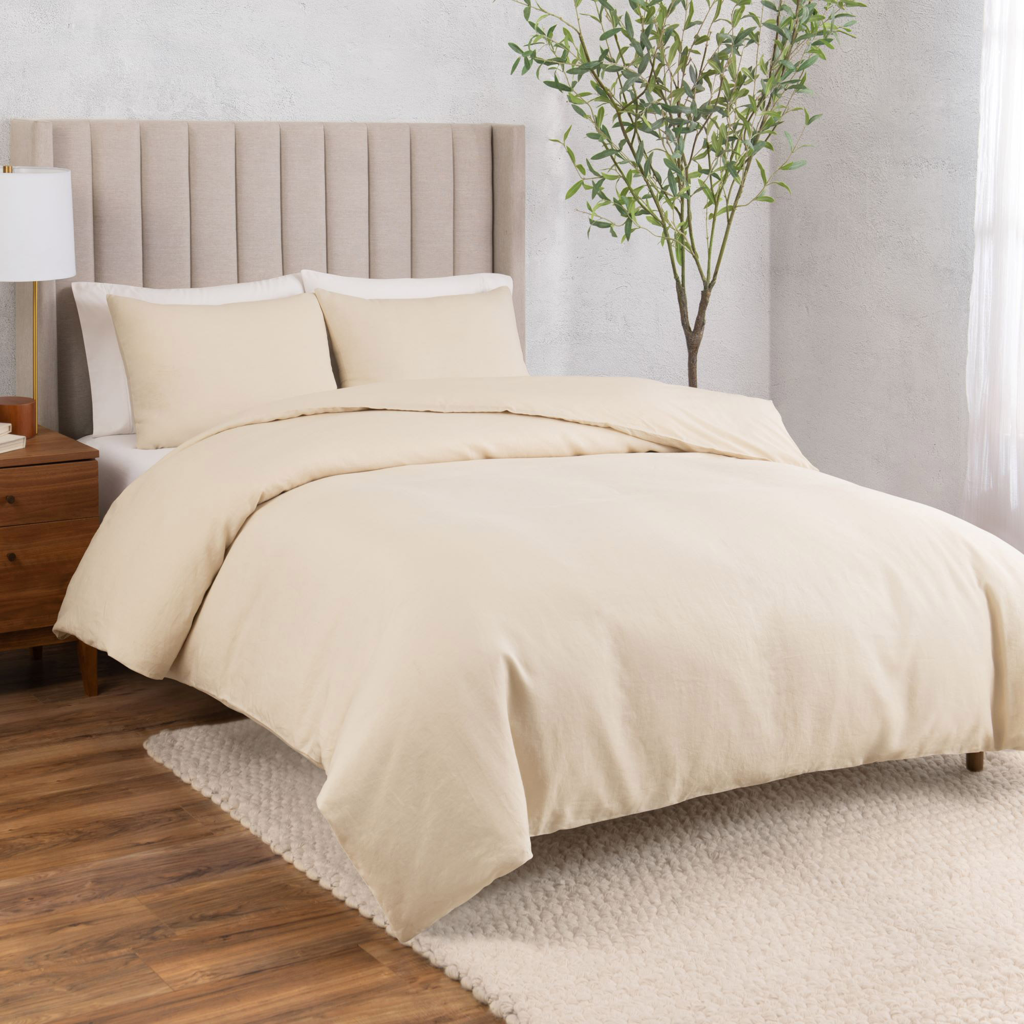 WelHome Cotton Linen Relaxed Duvet Cover  3-piece Set