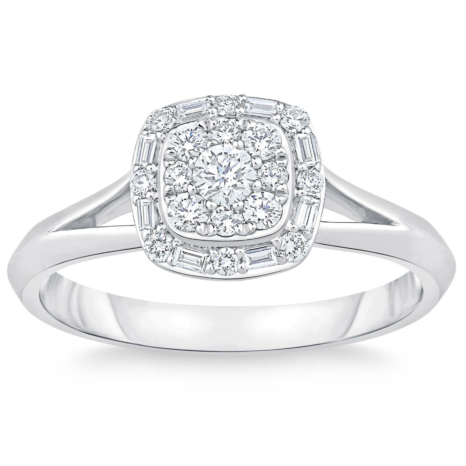 Round Brilliant and Baguette Diamond Ring (0.30 ctw)