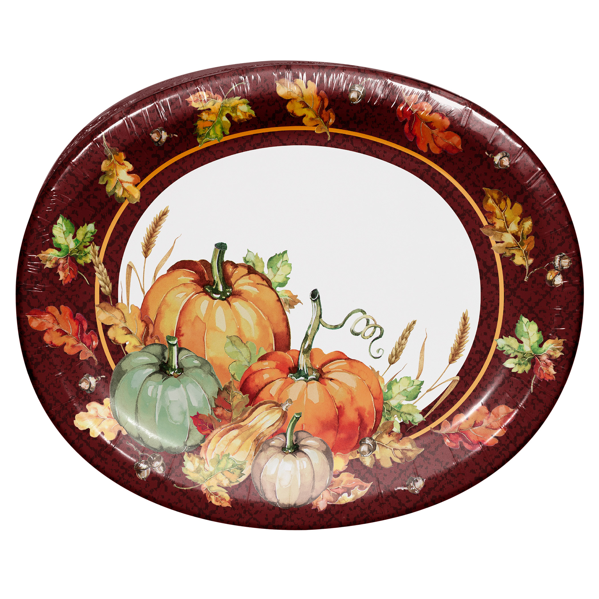 Havawish 100 Pcs Fall Thanksgiving Oval Paper Plates Bulk Vintage Black White Plaid