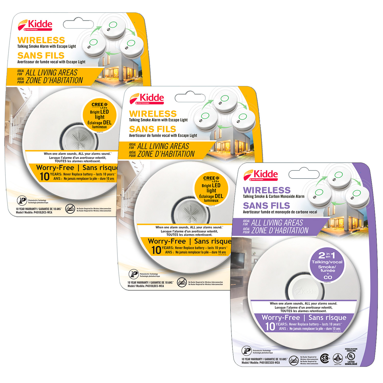 Kidde Battery Operated Wireless Talking Smoke and Smoke and Carbon Monoxide Alarm Bundle