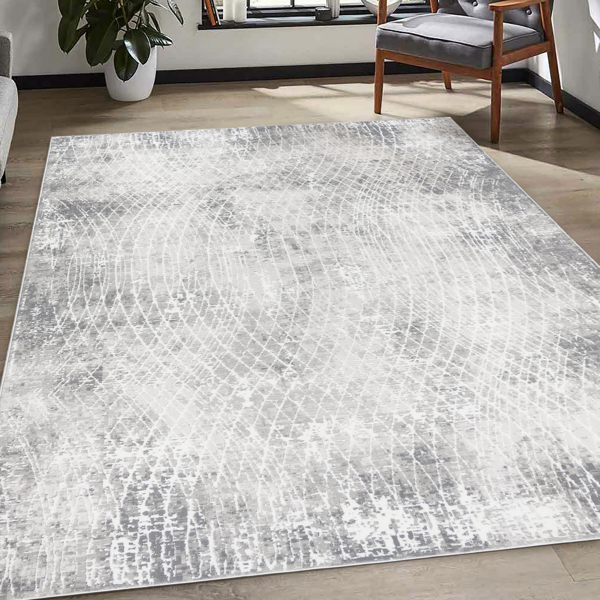 Abstract Grey Area Rugs