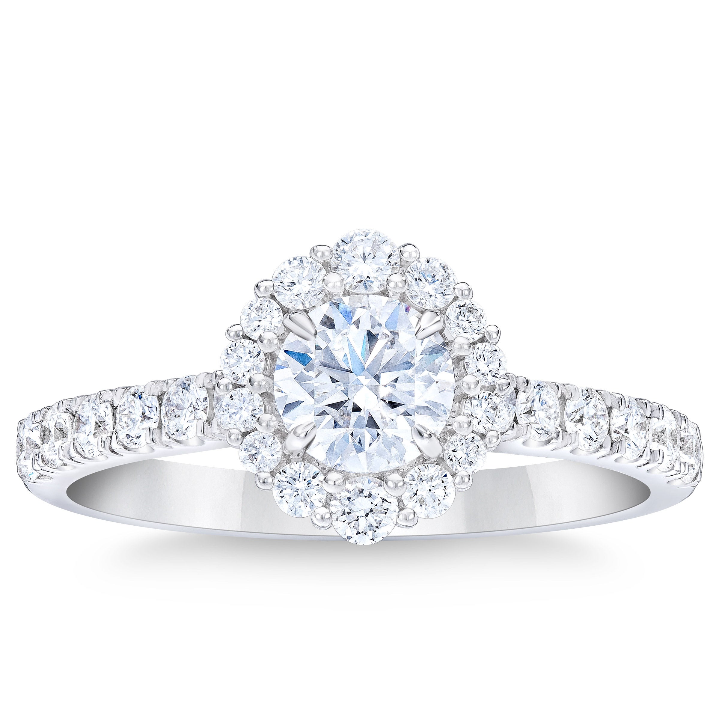 Round Brilliant 1.04 ctw VS2 Clarity, I Color Diamond 14kt White Gold Halo Ring