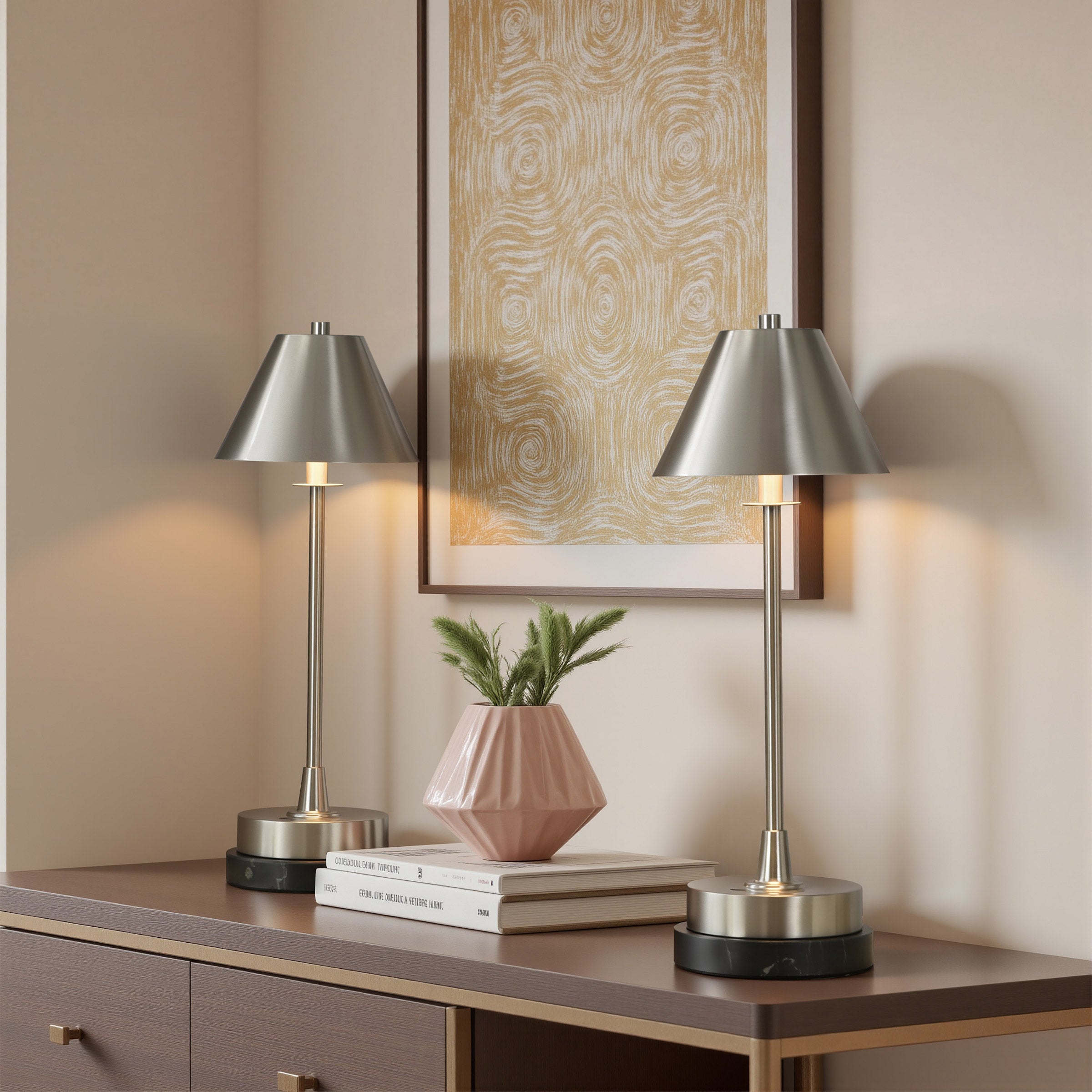 StyleCraft Cordless LED Rechargeable Table Lamp, 2-pack