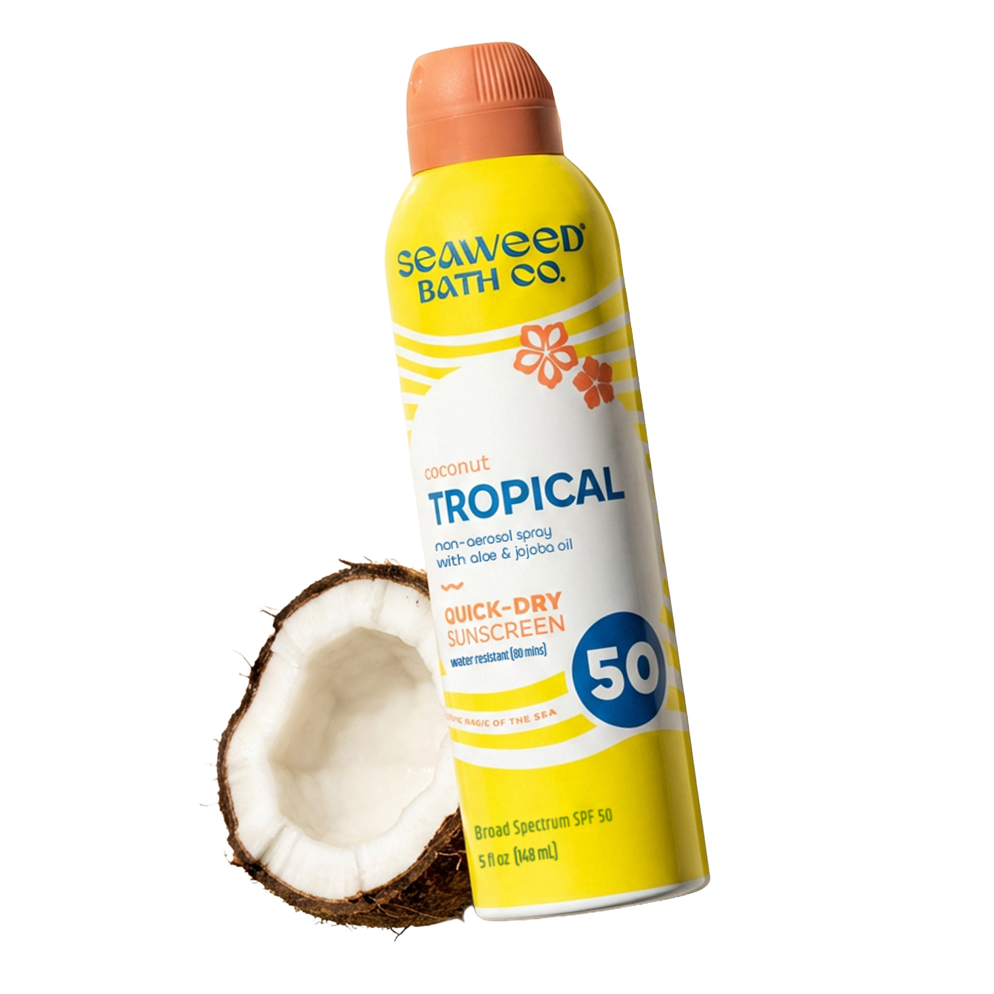 Seaweed Bath Co. Tropical Quick-Dry Sunscreen Spray SPF 50, 5 oz, 6 ...