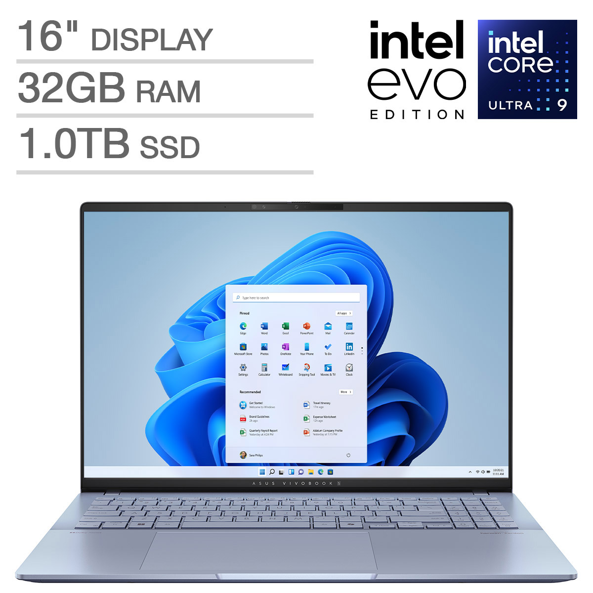 ASUS Vivobook S16 16" OLED Laptop - Intel Core Ultra 9 285 Processor - 32GB RAM - 1TB SSD - 2880 x 1800 WQXGA+ Lumina OL