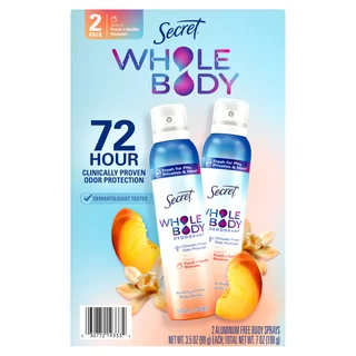 SECRET WHOLE BODY DEO PEACH & VANILLA SCENT 2 PK/3.5 FL OZ SPRAY