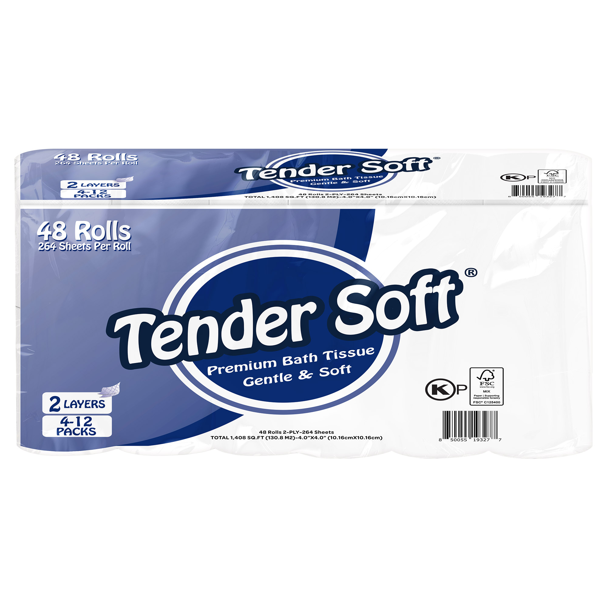 Tender Soft Bath Tissue, 2-Ply, 264 Sheets, 48 Rolls Costco