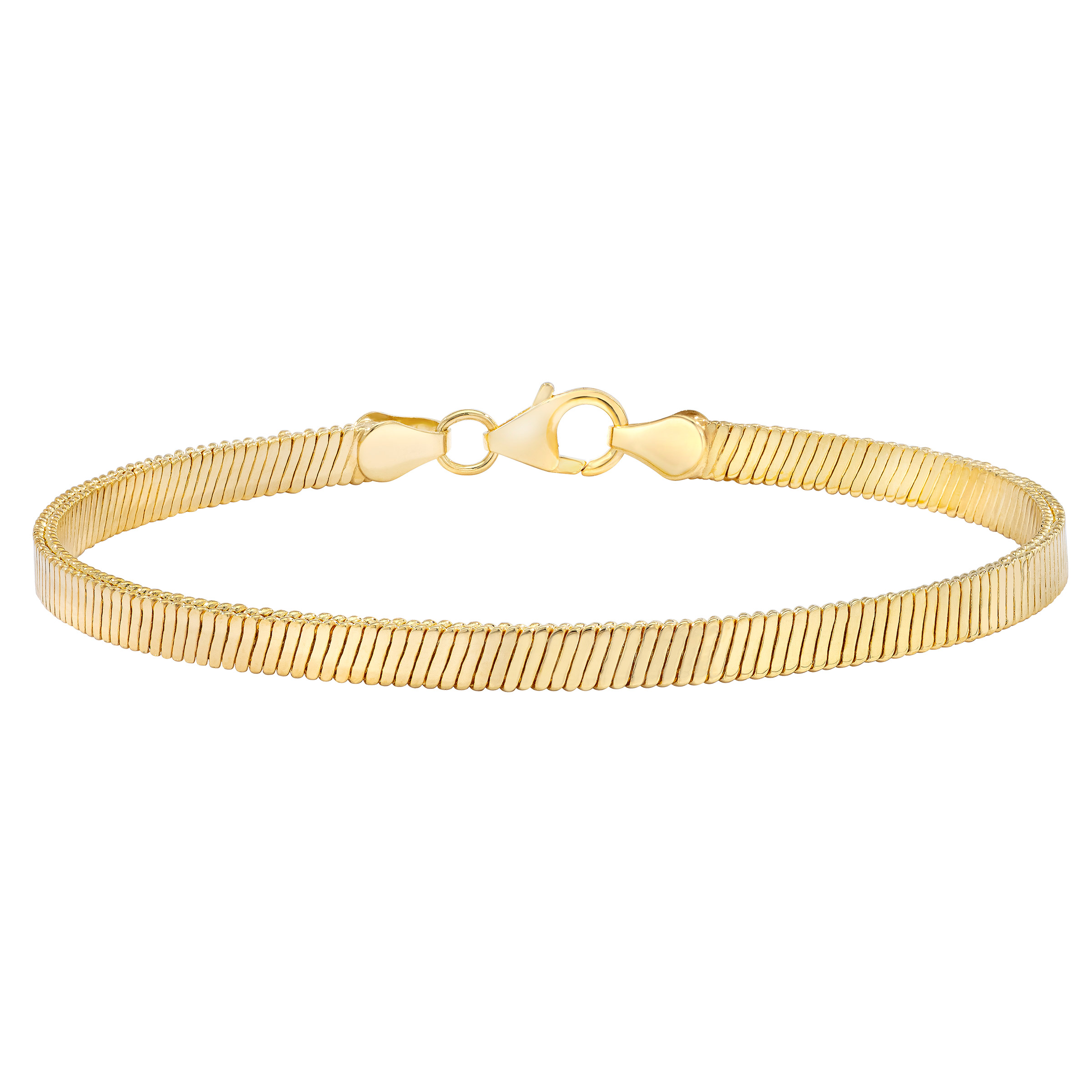 Diamond Cut Snake Chain Bracelet  in Yellow Gold