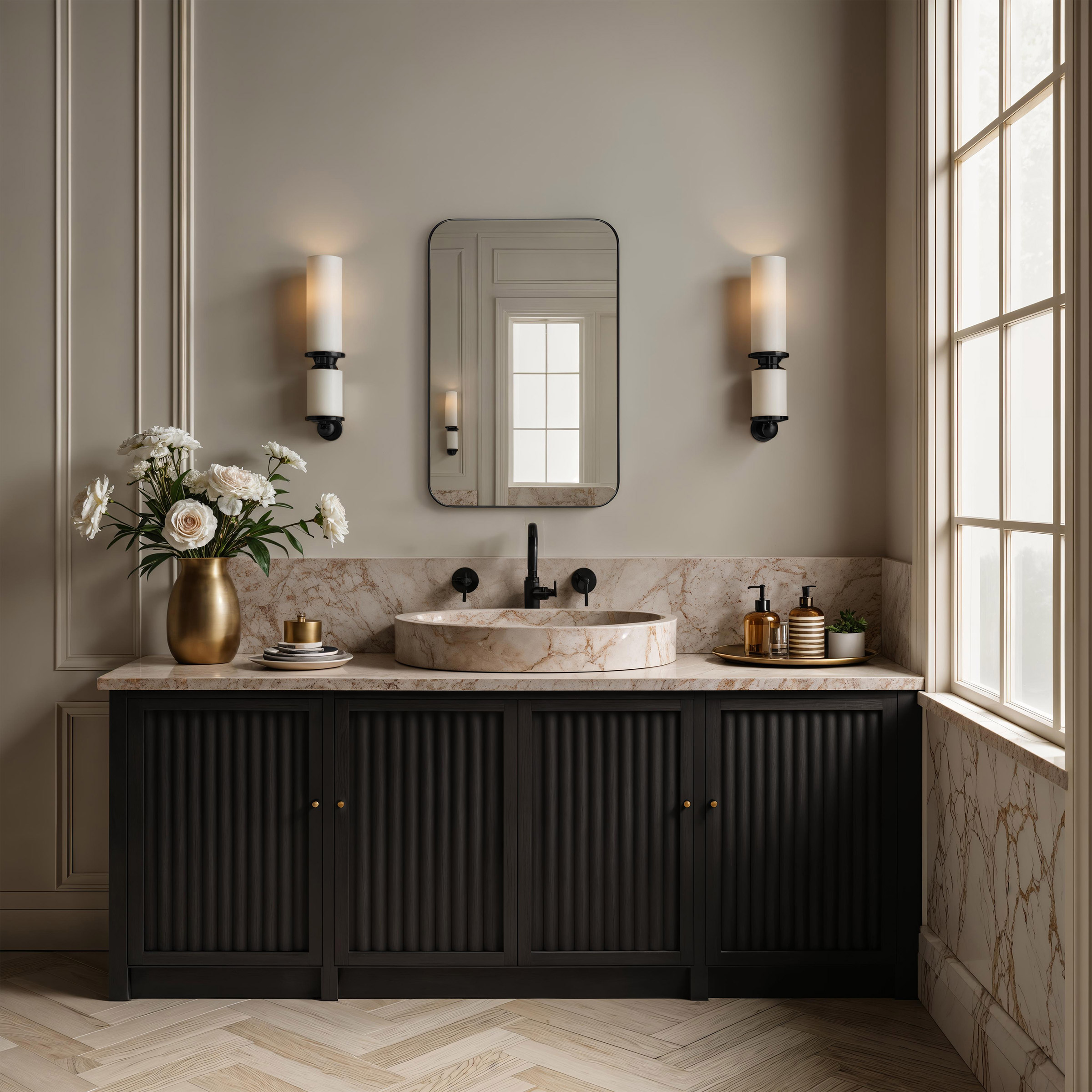 『long portefeuille』(ーmiroirー) Glen - Miroir rectangulaire à cadre noir en fer | Costco
