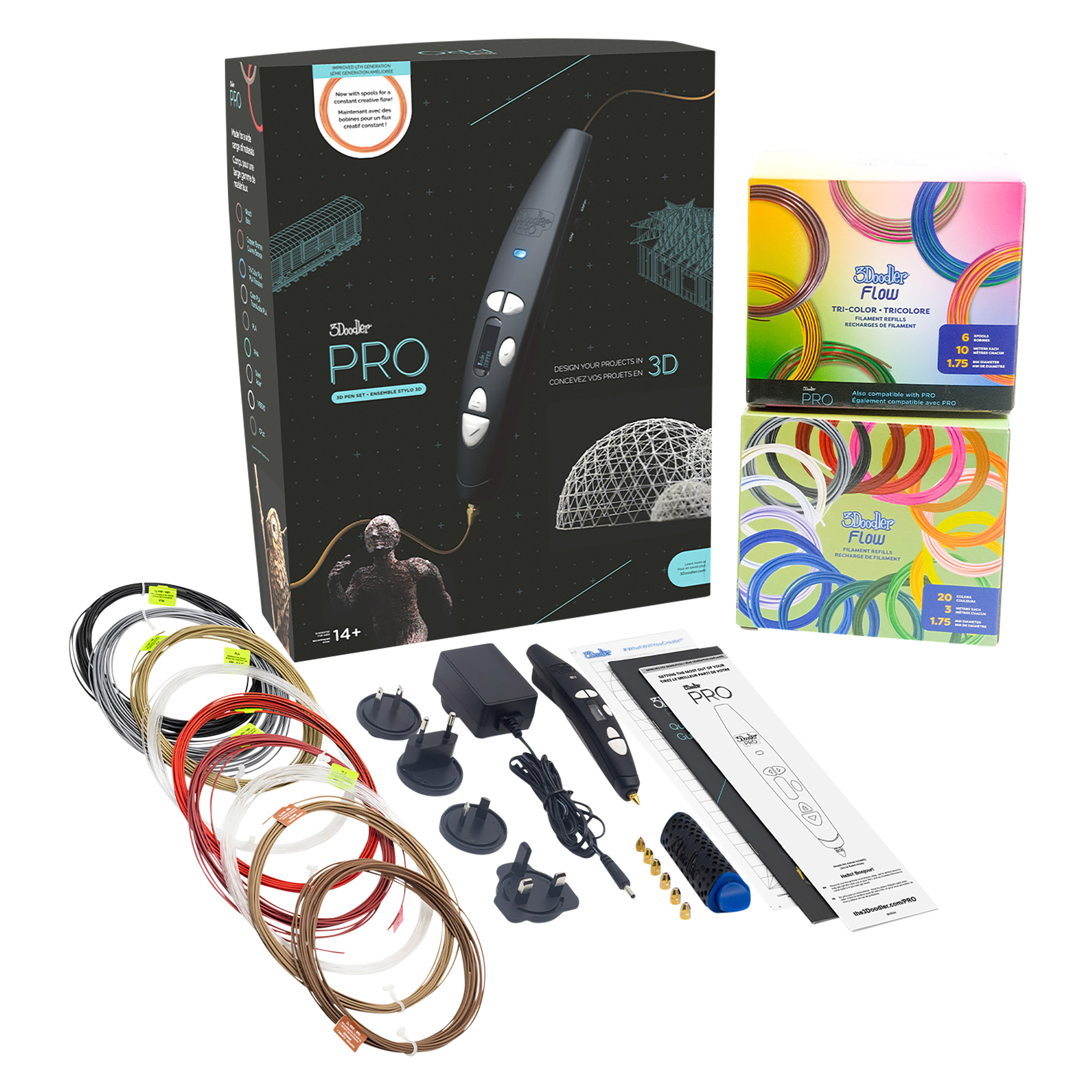 3Doodler PRO 3D Pen Bundle With Bonus PLA Refills
