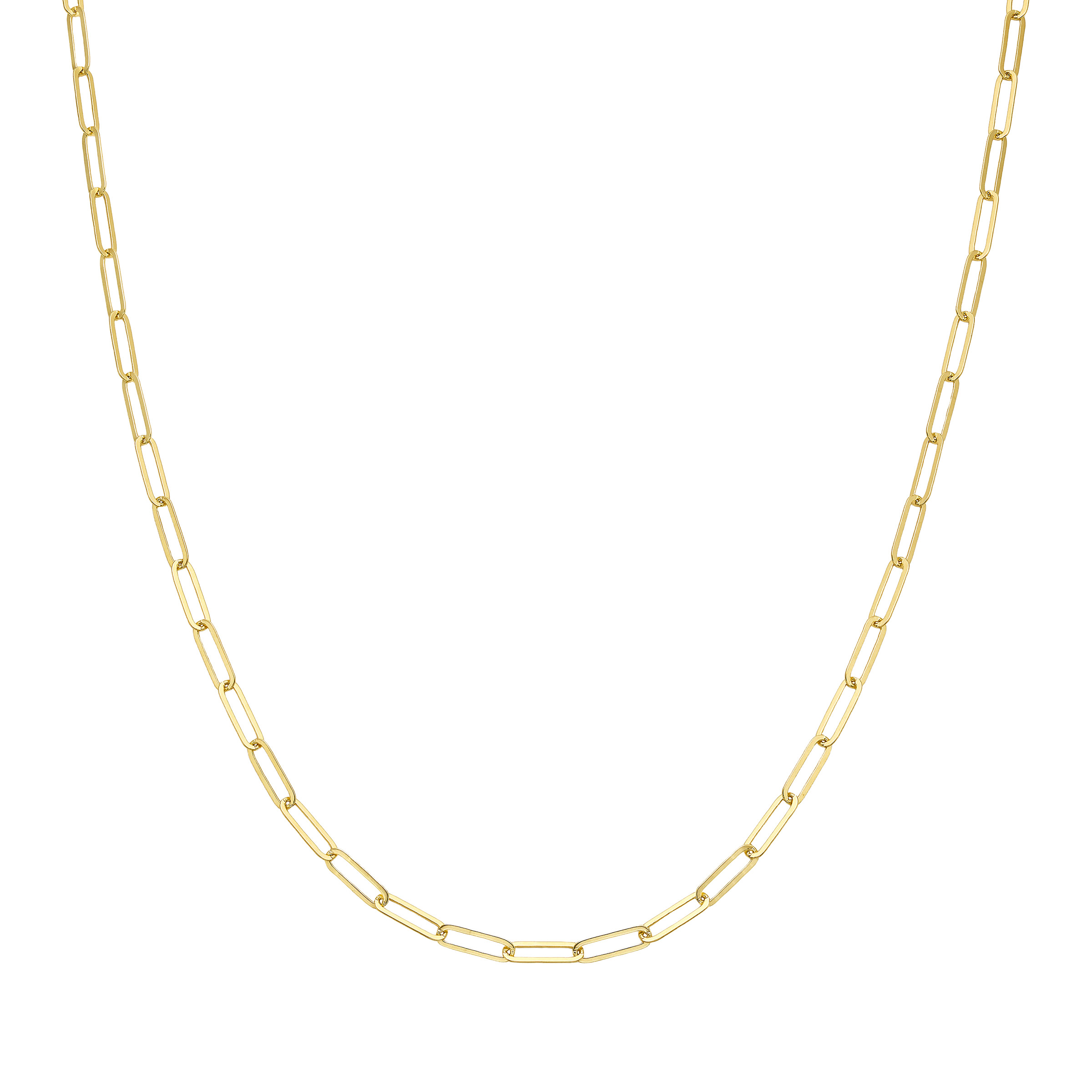 High Polish Paperclip Necklace in Yellow Gold