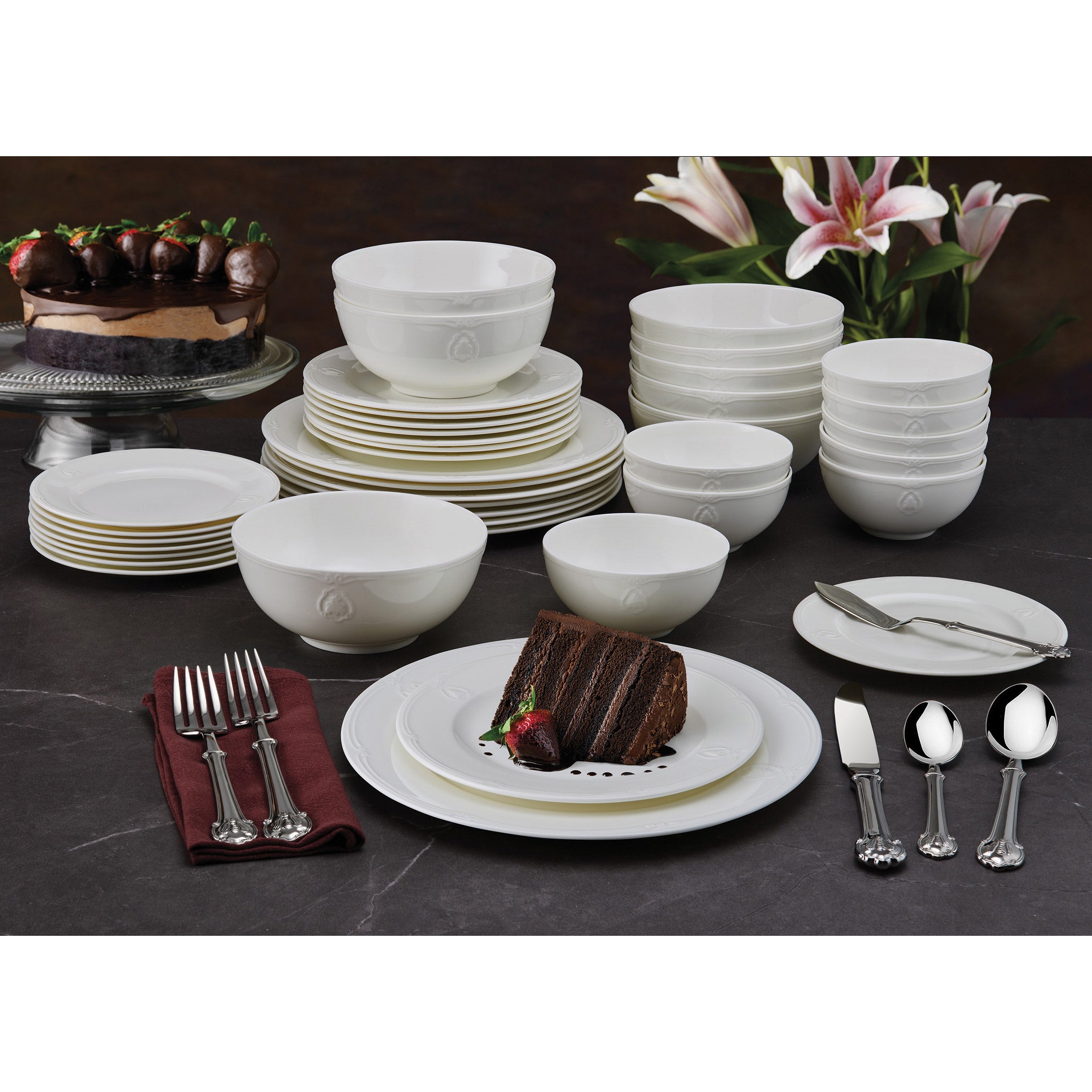 Wallace Napoleon Bee 40-piece Porcelain Dinnerware Set | Costco