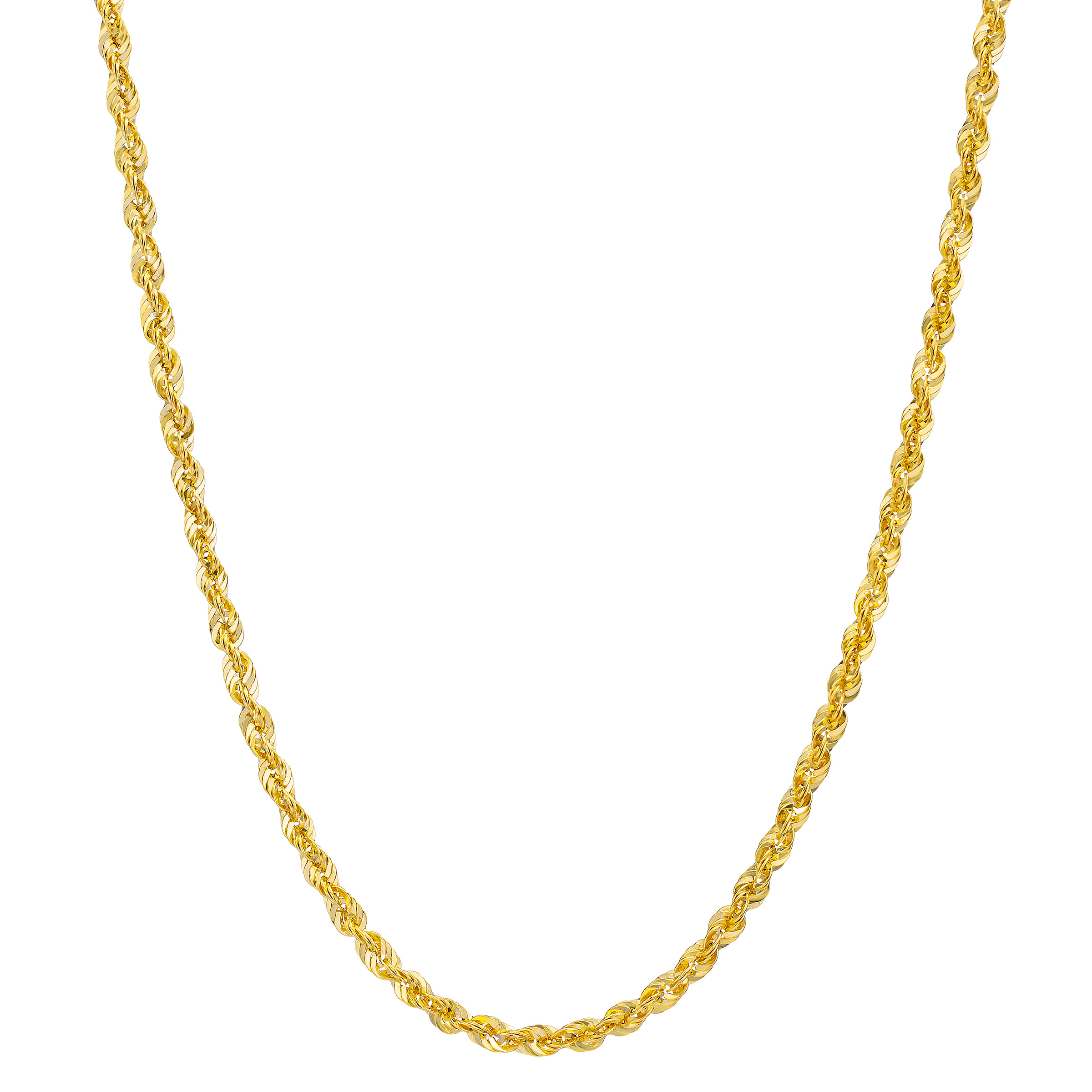 Diamond Cut Rope Chain Necklace in Yellow Gold