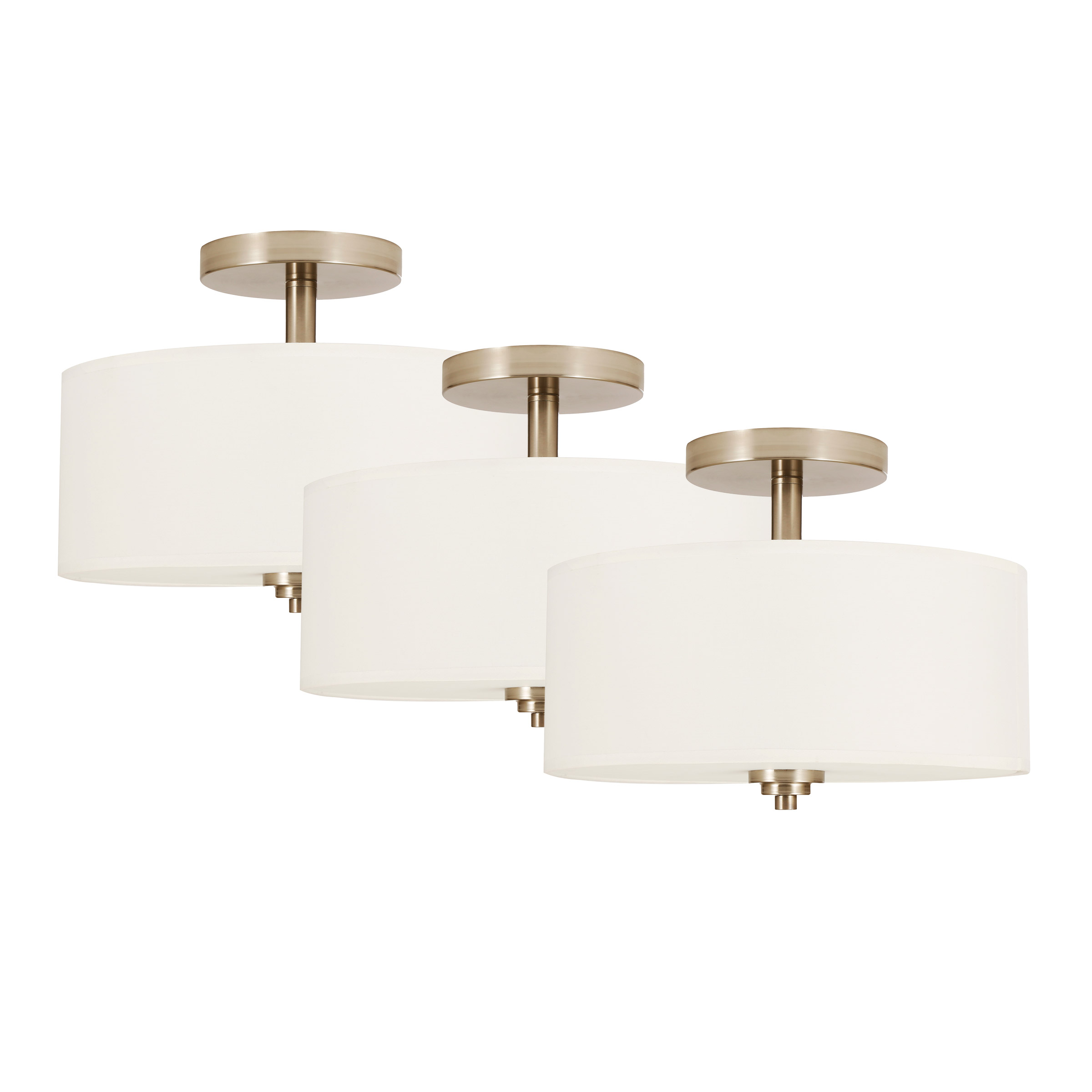 Luminus 2-Light Semi-Flush Mount with Fabric Drum Shade