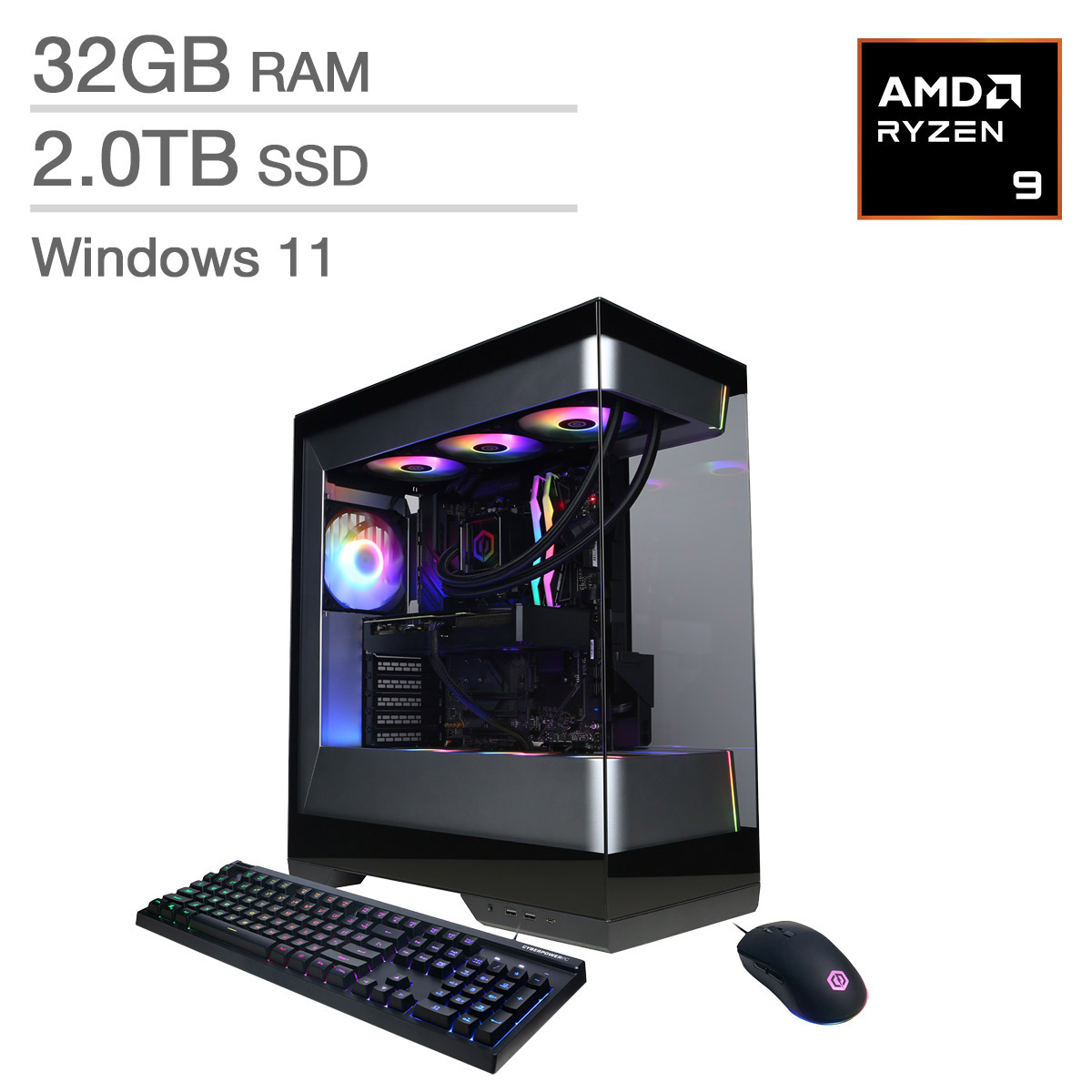 CyberPowerPC Gamer Supreme Gaming Desktop, AMD Ryzen 9 9900X - 32GB RAM, 2TB SSD, 12GB NVIDIA GeForce RTX 5070