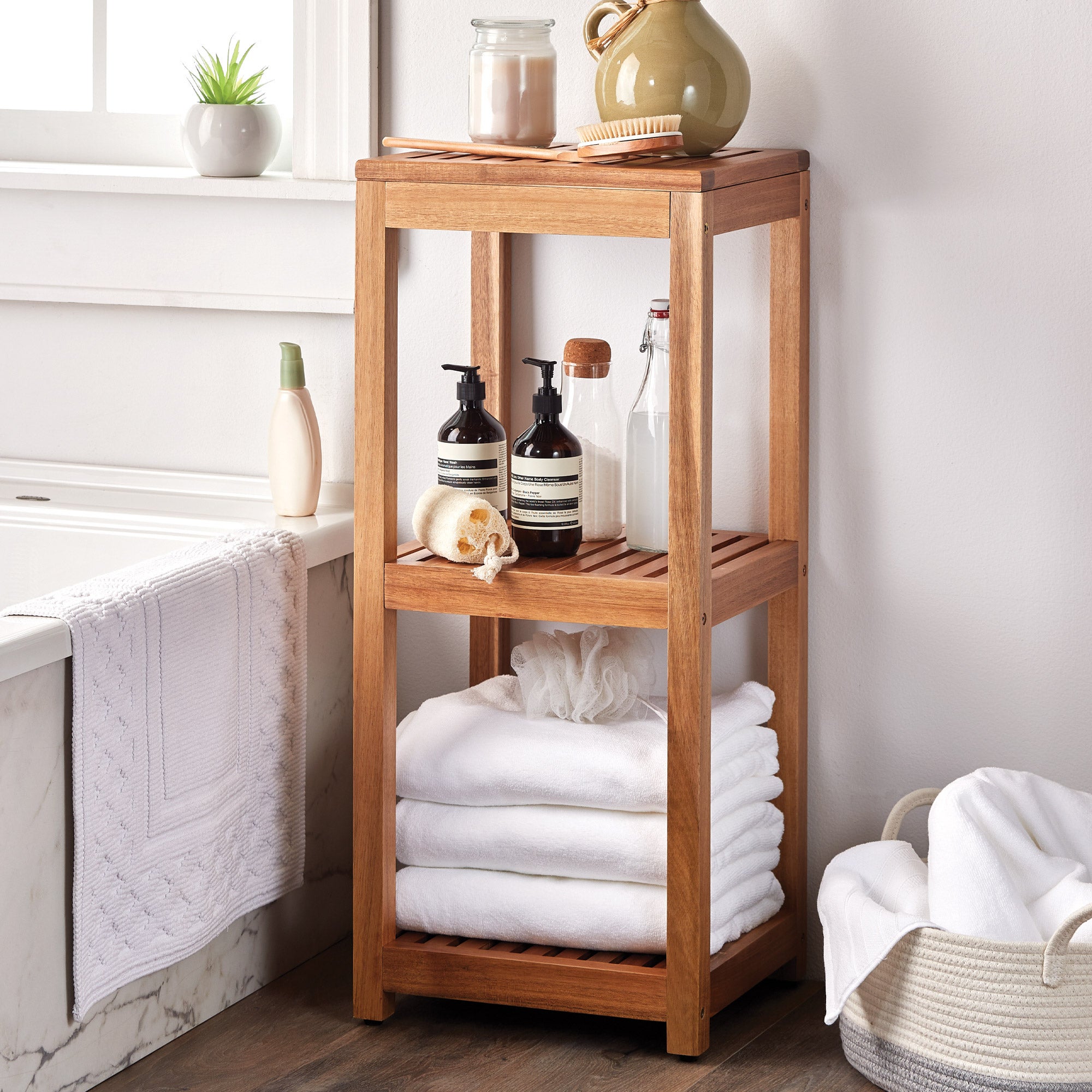 Mesa 3-Tier Acacia Storage Shelf | Costco