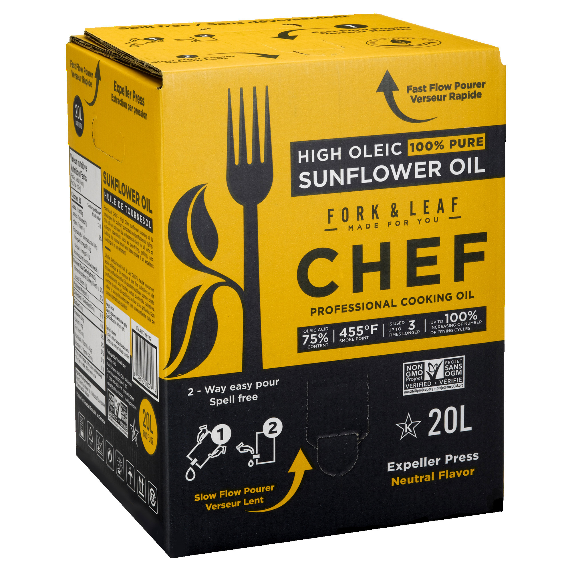 Fork & Leaf High Oleic 100% Pure Sunflower Oil, 20 L