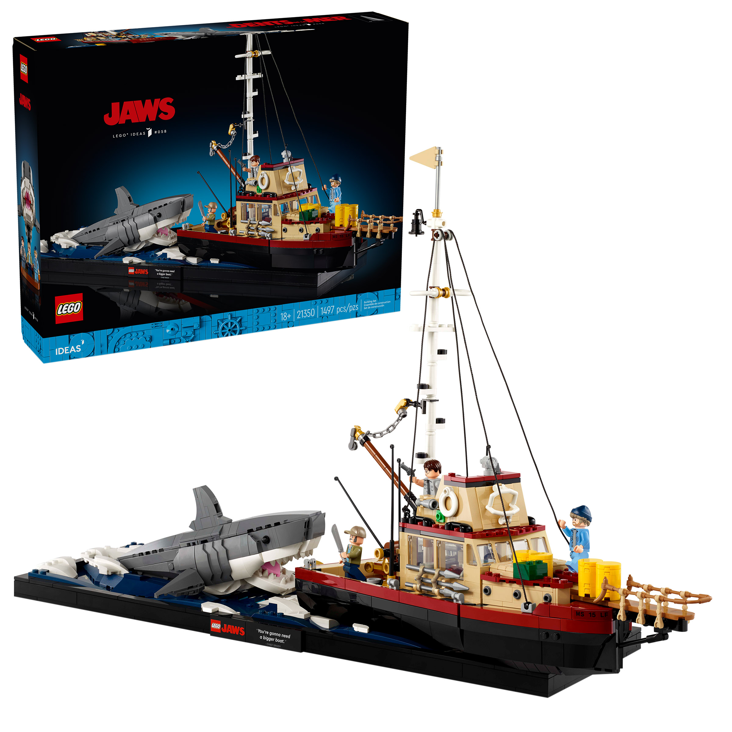 LEGO Ideas Jaws, Shark Toy and Diorama Kit 21350 with Bonus LEGO Creator 3 in 1 Wild Animals Panda Family 31165