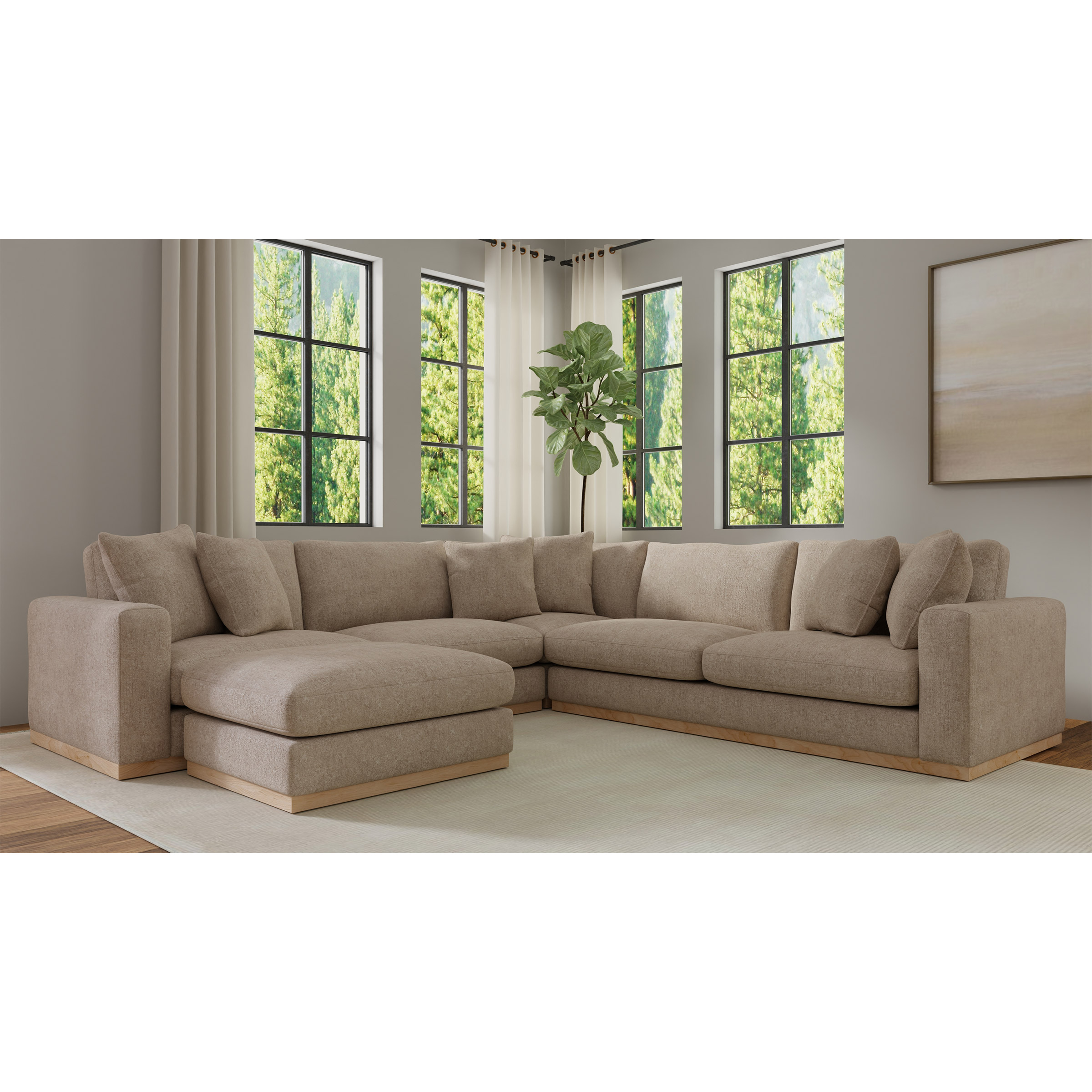 Nice Link 4-piece Fabric Sectional with Ottoman