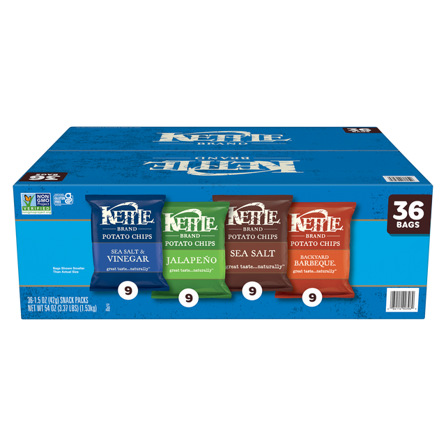 Kettle Brand Potato Chips, Variety Pack, 1.5 oz, 36-count