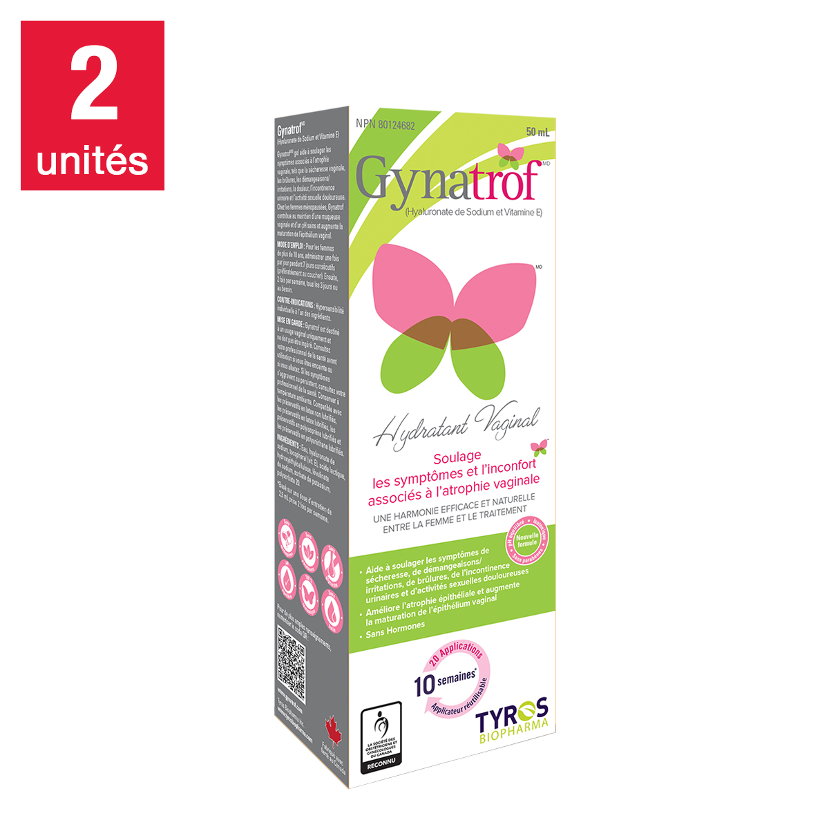 Gynatrof Natural Vaginal Moisturizer, Hyaluronic Acid & Vitamin E, 2 x 50  mL | Costco