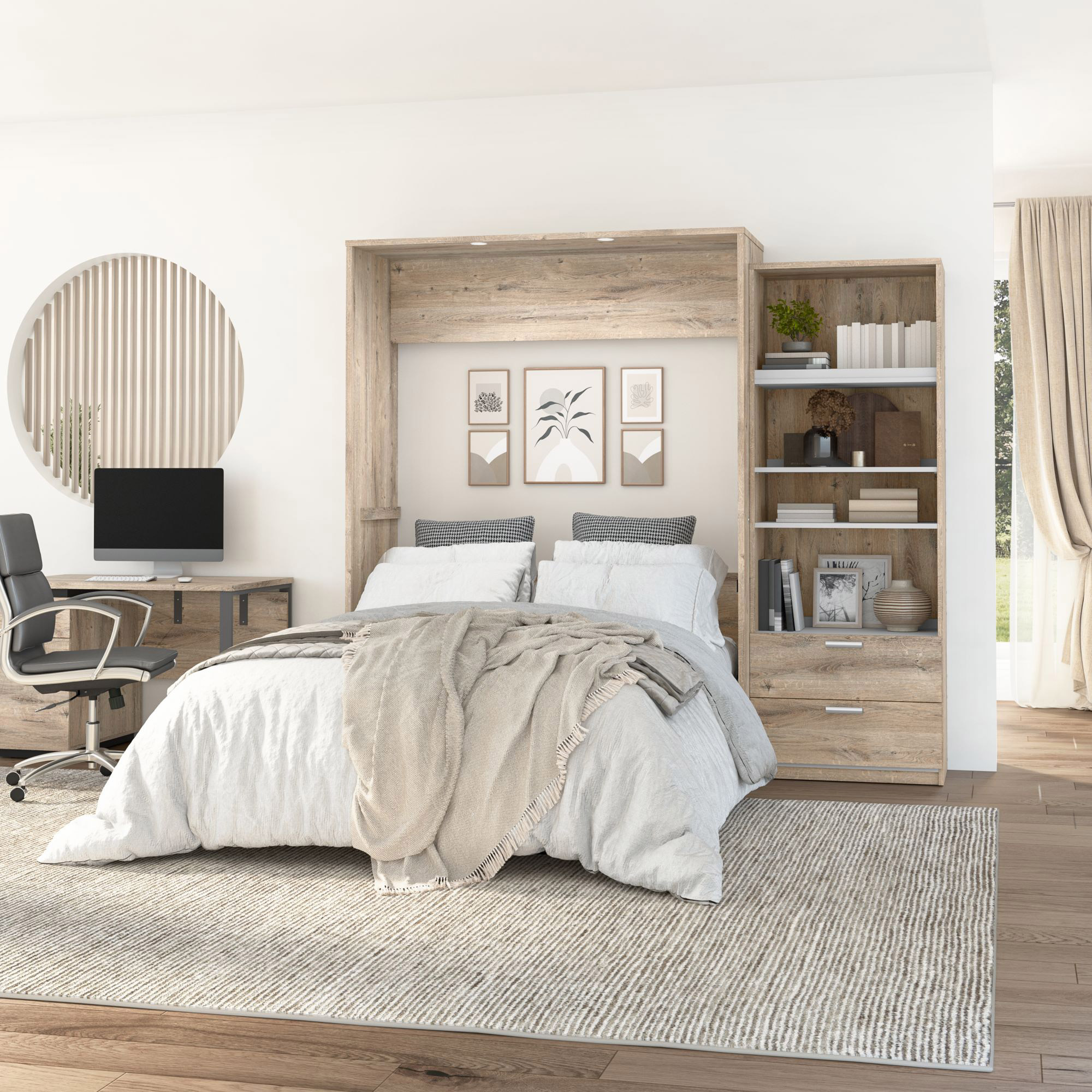 Bestar Cielo 2-piece Queen Wall Bed with 74.9 cm (29.5 in.) Closet Organizer