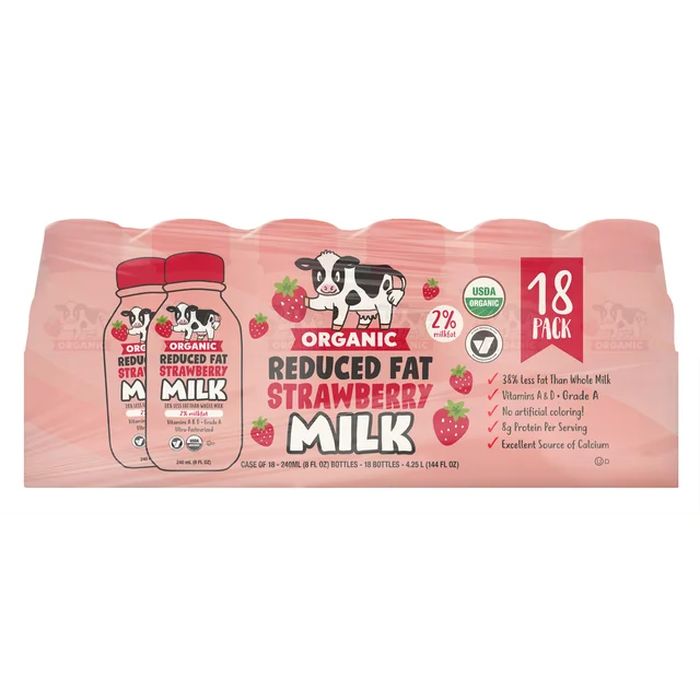 ORG STRAWBERRY MILK 2% REDUCED FAT 18-8 OZ (144 FL OZ)