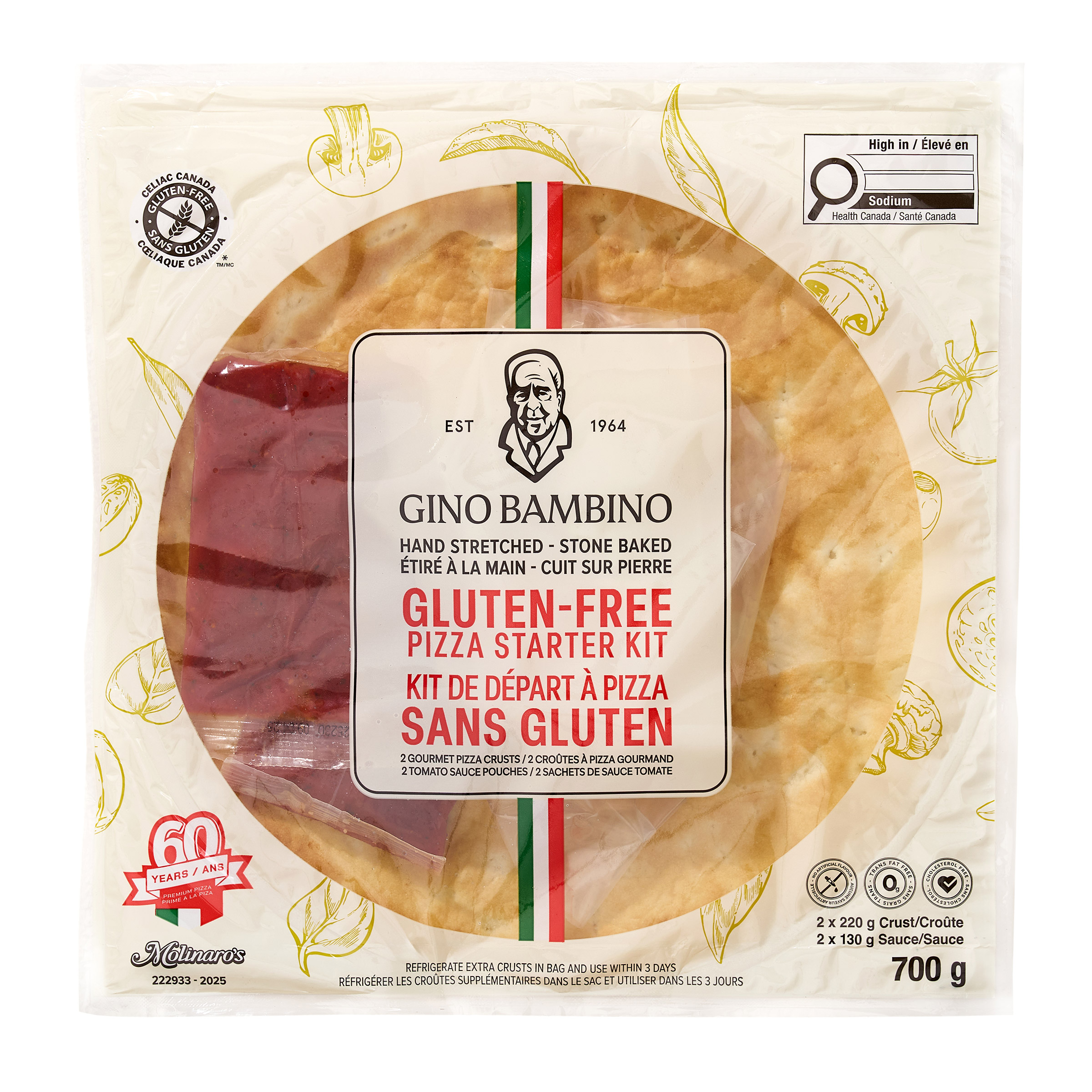 Gino Bambino Gluten-Free Pizza Kit, Pack of 2
