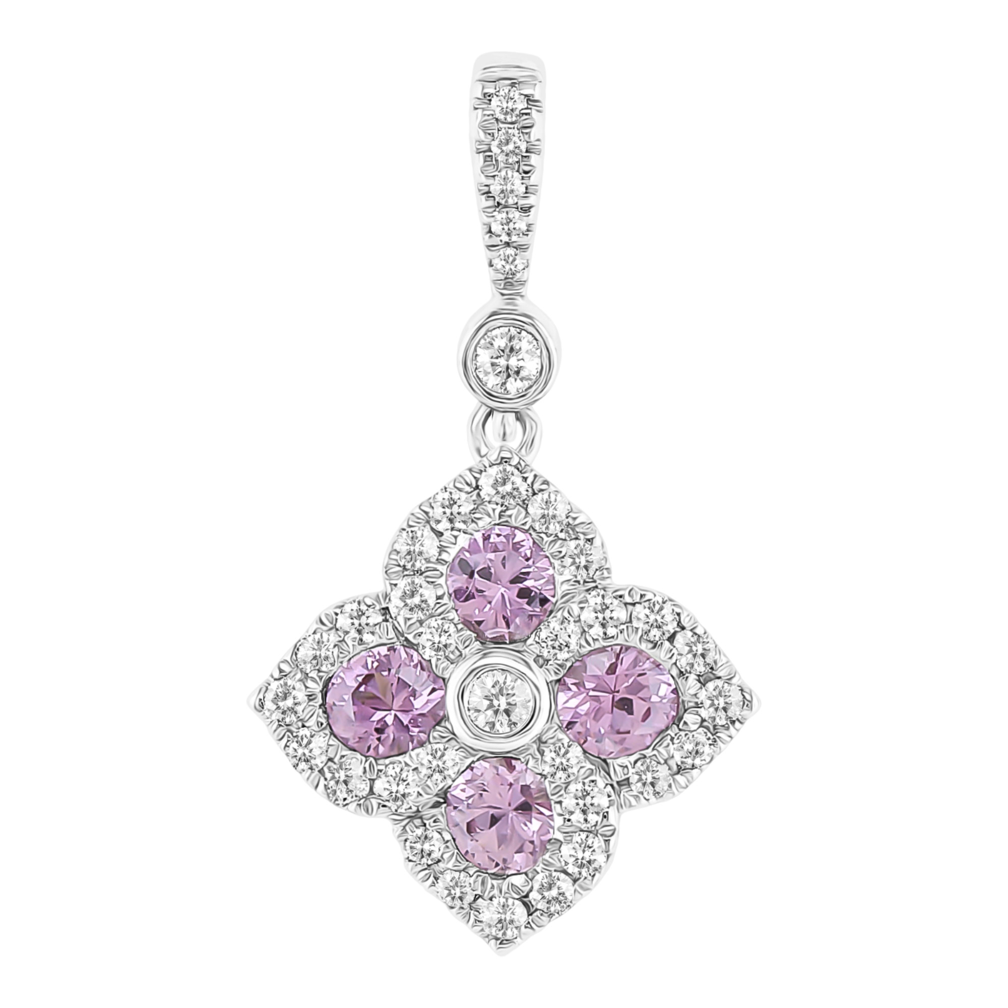 Round Cut Pink Sapphire and Diamond Pendant (0.23 ctw)