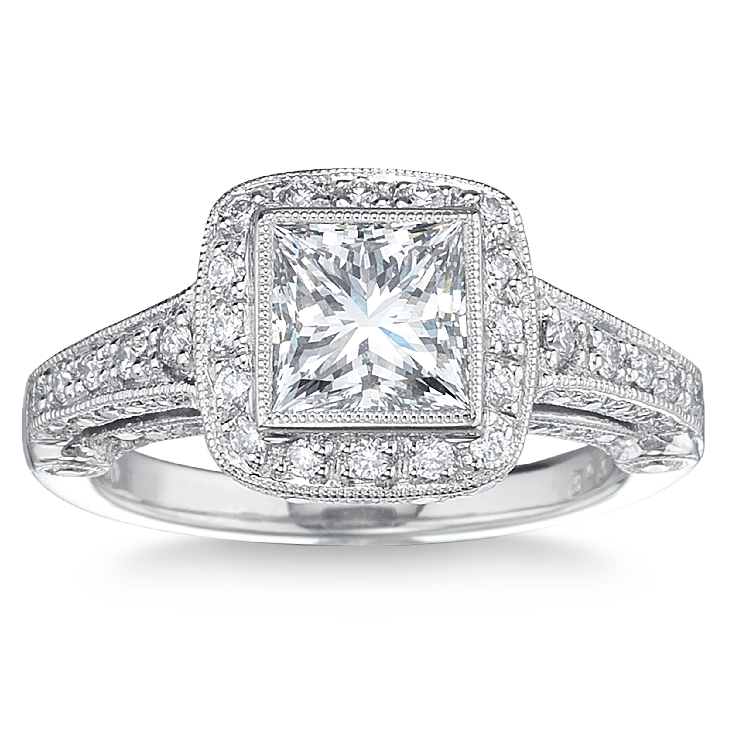 2.10 ctw Princess Cut and Round Brilliant, Clarity VS2, Colour I, Diamond Engagement Ring