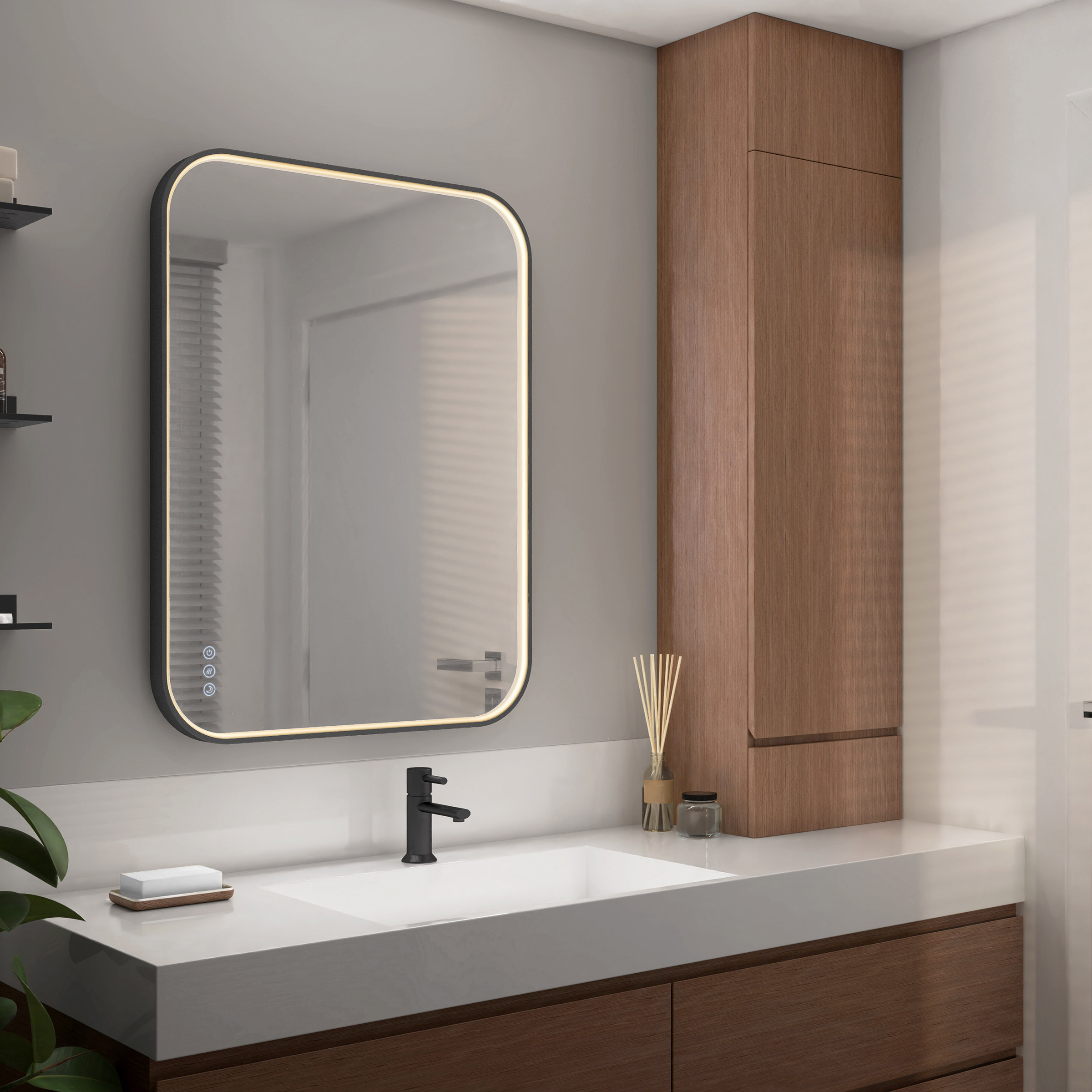 Artika Royce Rectangular LED Wall Mirror with Integrated Defogger