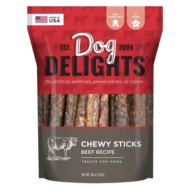 DOG DELIGHTS CHEWY BEEF STICKS 3 POUNDS