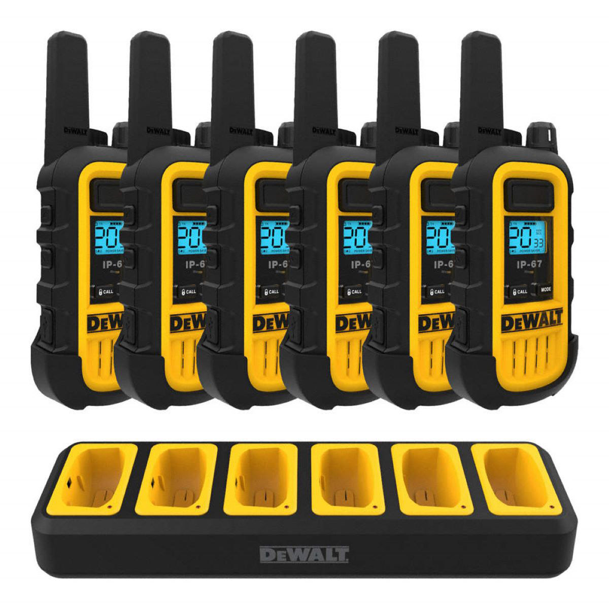 DeWALT DXFRS300 Two-Way Radios with Heavy Duty 6-Port Charger, 6-pack