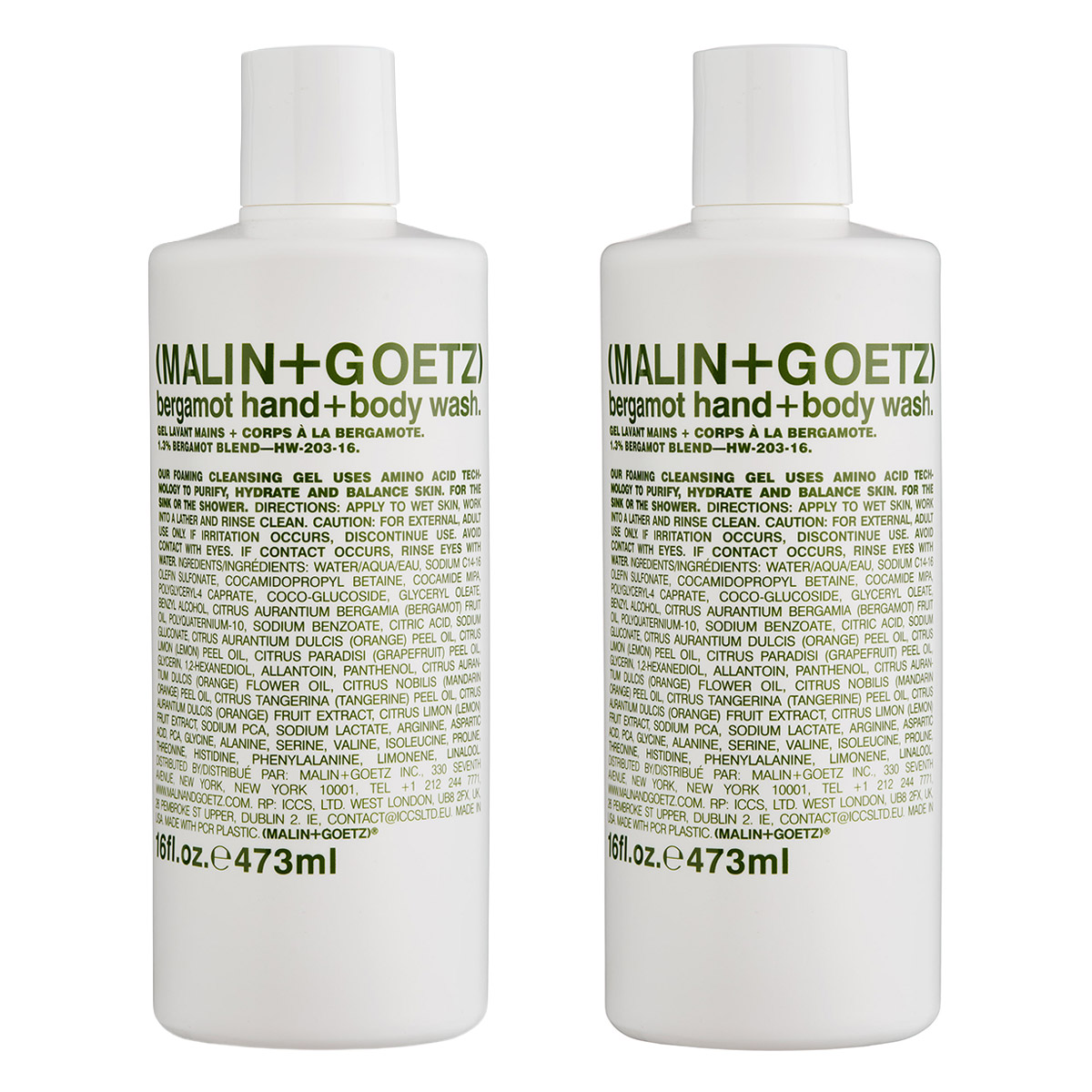 MALIN+GOETZ Bergamot Hand + Body Wash, 16 fl oz, 2-pack | Costco