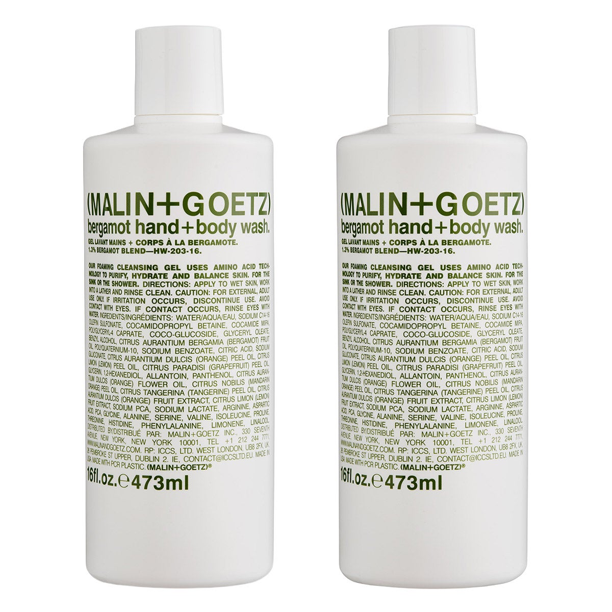 MALIN+GOETZ Bergamot Hand + Body Wash, 16 fl oz, 2-pack | Costco