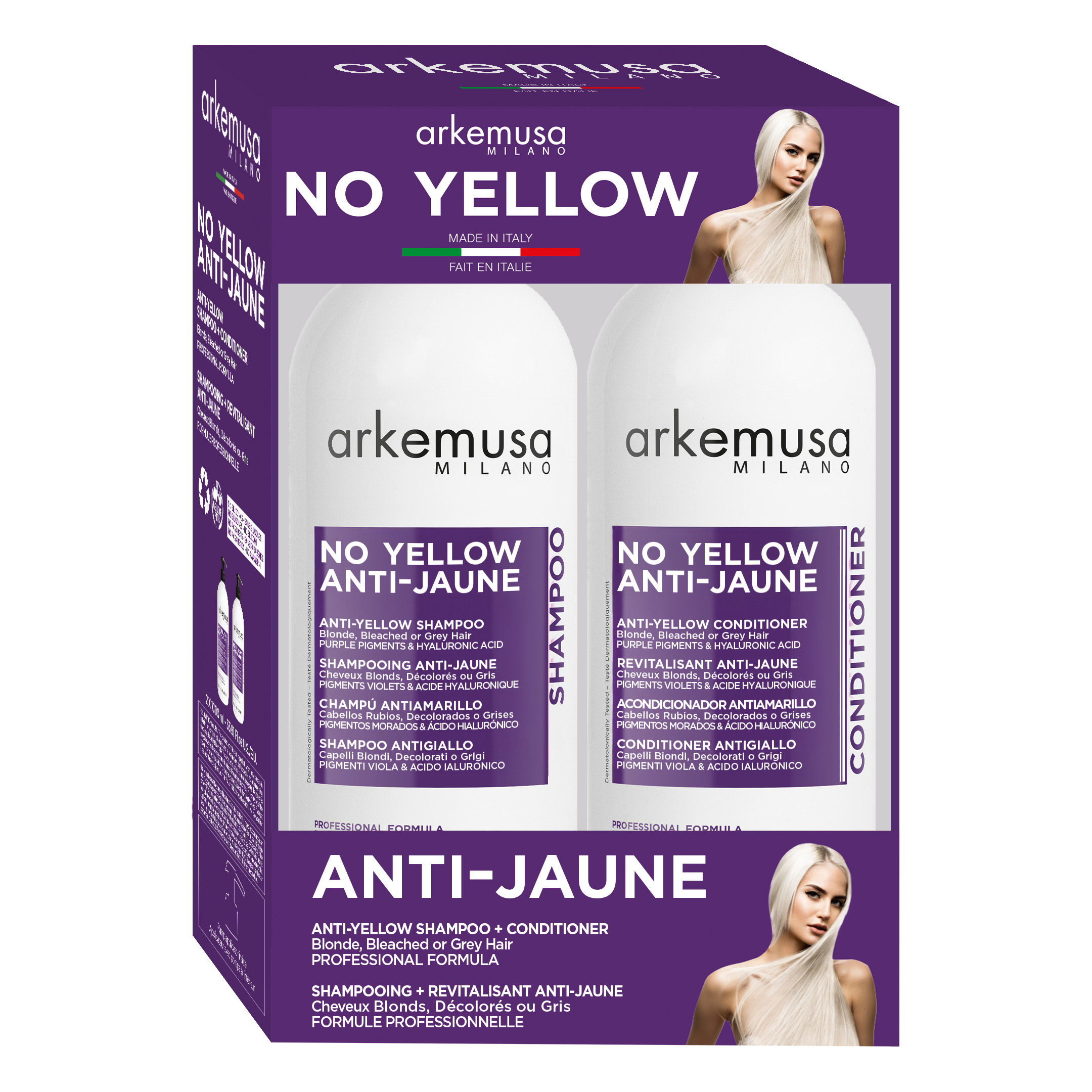 Arkemusa No Yellow Shampoo and Conditioner, 2 x 1 L
