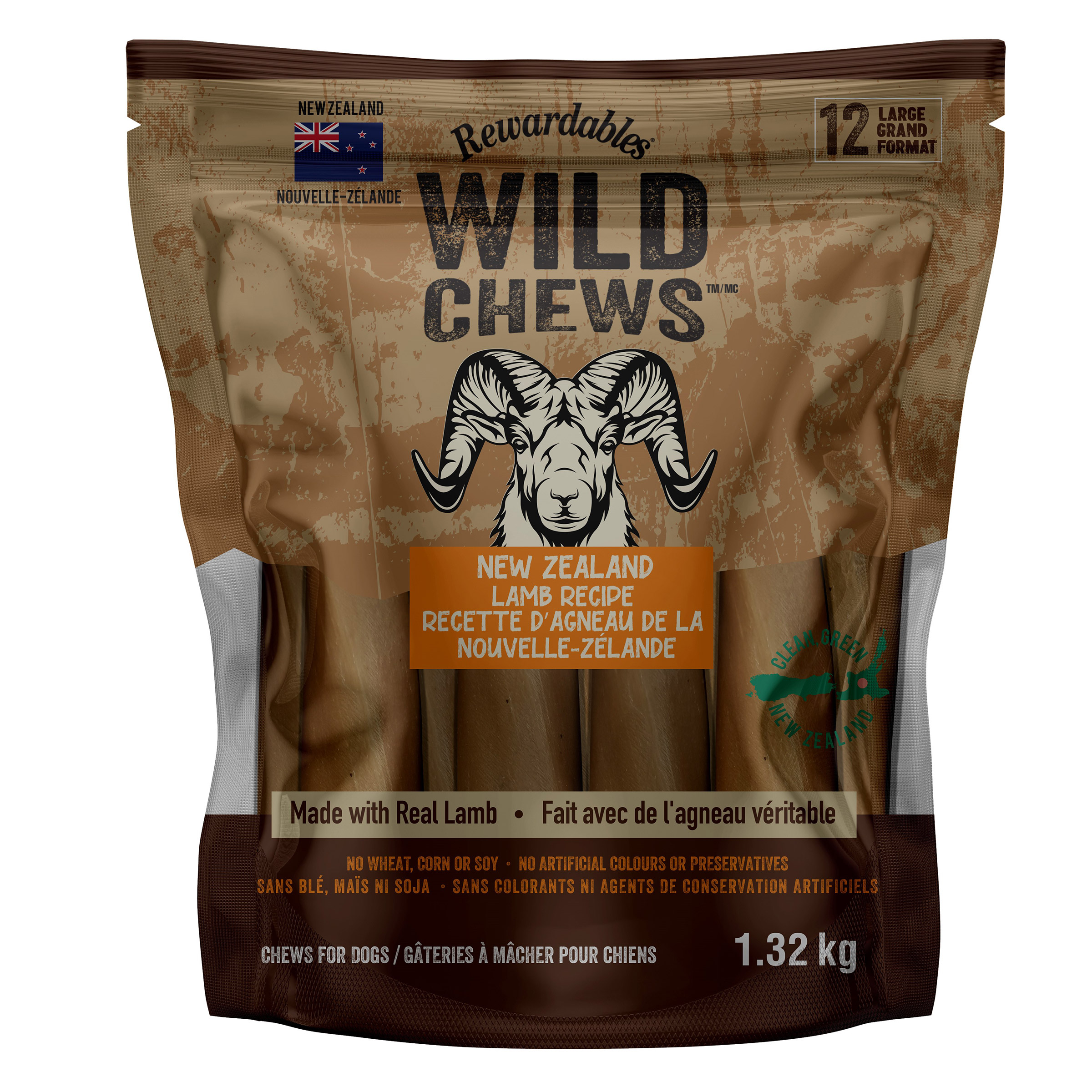 Rewardable Wild Chews, New Zealand Lamb Recipe Dog Treats, 1.32 Kg